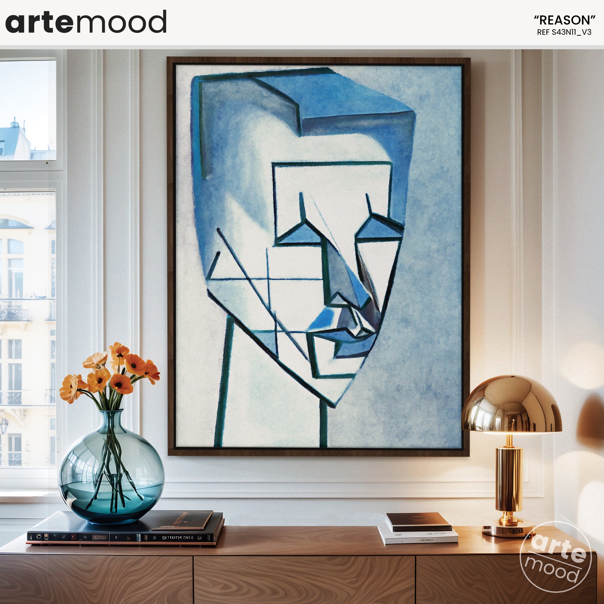 Man Artwork Print - Geometric Human Composition Art Print - Cubist Expressive Man Face Art, Man Portrait, Face Wall Art Minimal Contemporary