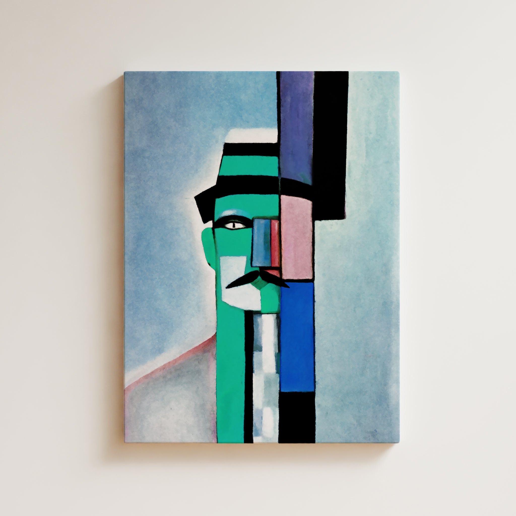 Man Artwork Print - Portrait Inspired Art Print - Cubist Man, Portrait, Face, Cubism, Geometric Man Art