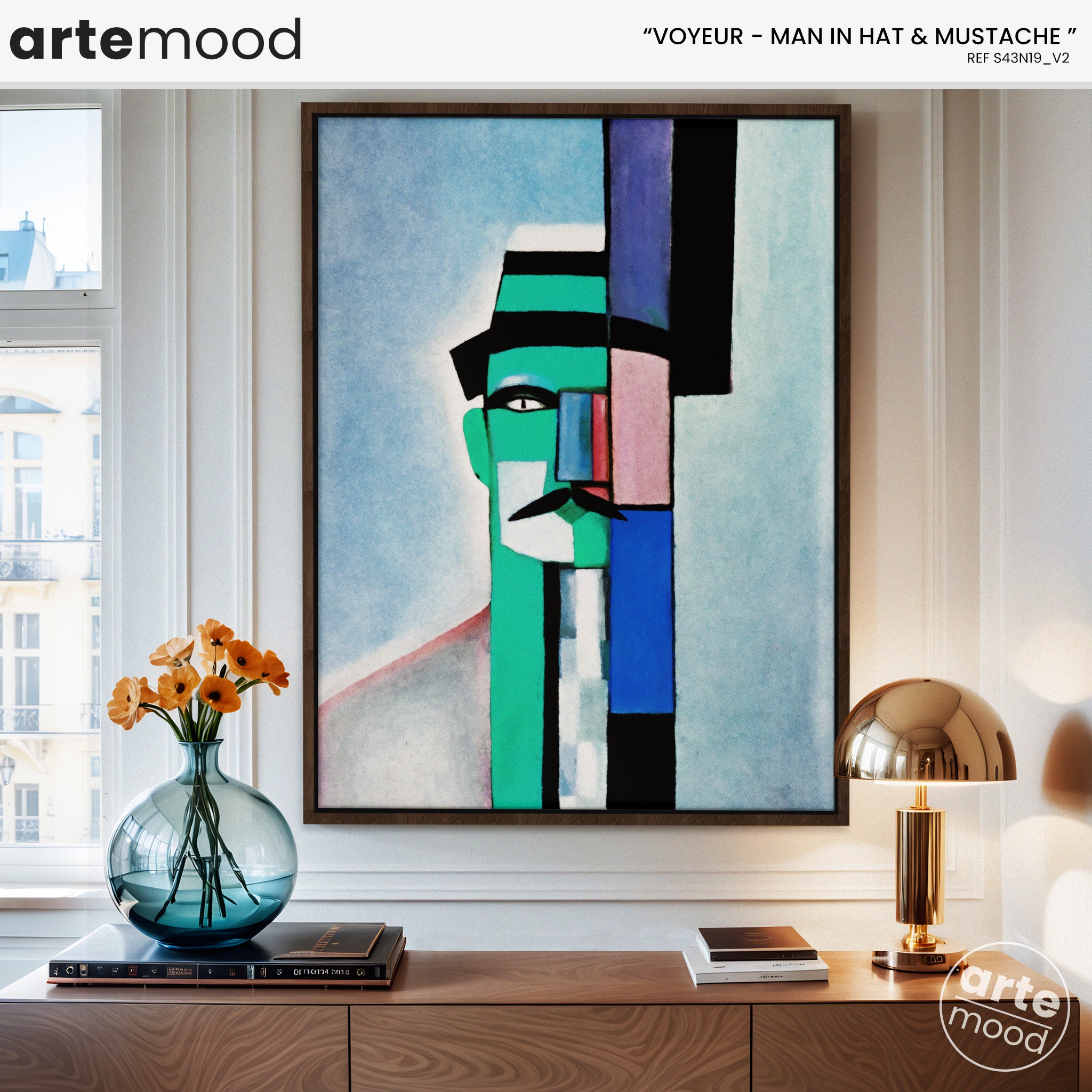 Man Artwork Print - Portrait Inspired Art Print - Cubist Man, Portrait, Face, Cubism, Geometric Man Art