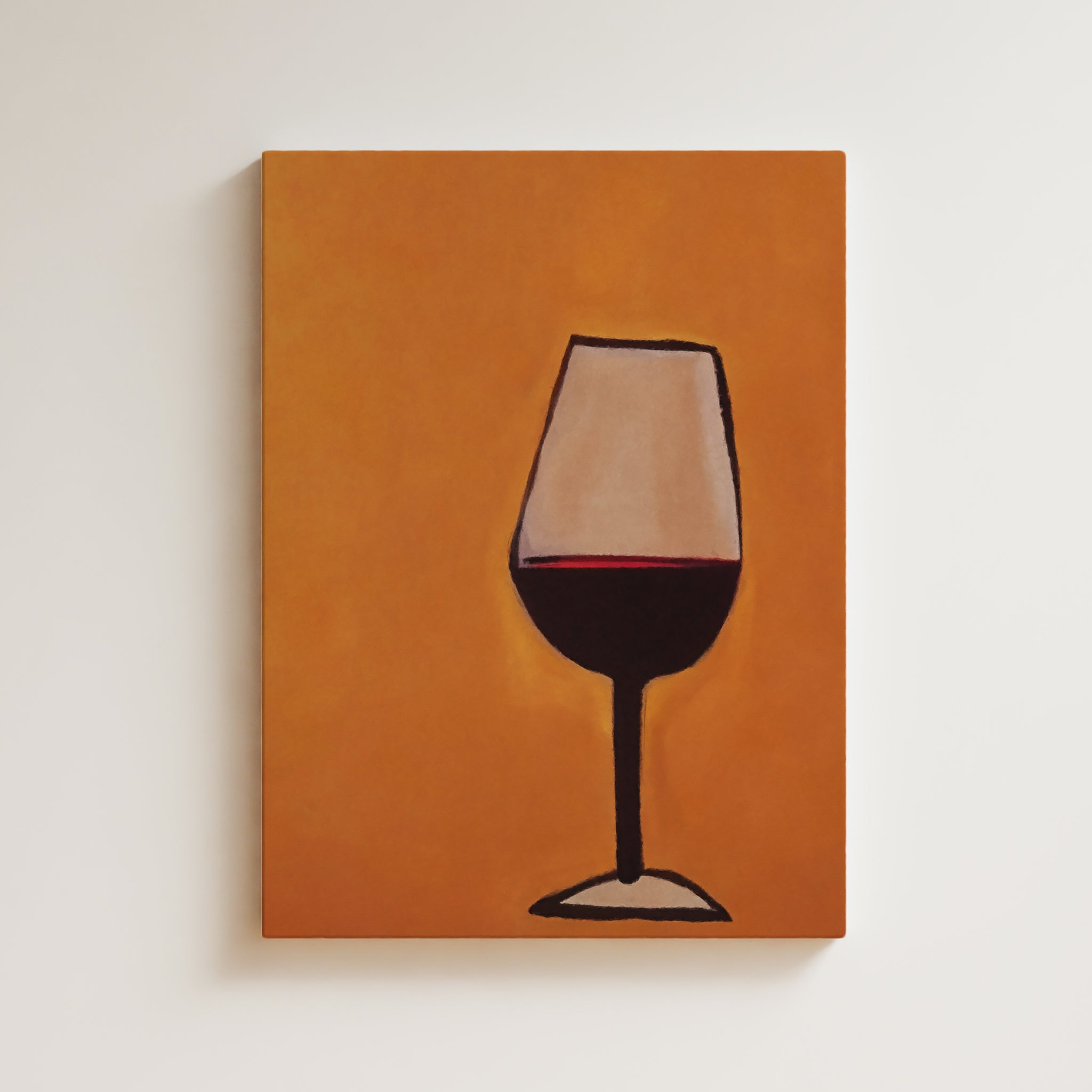 Wine Glass Artwork Print - Wine Art Print - Glass Of Wine In Orange Background