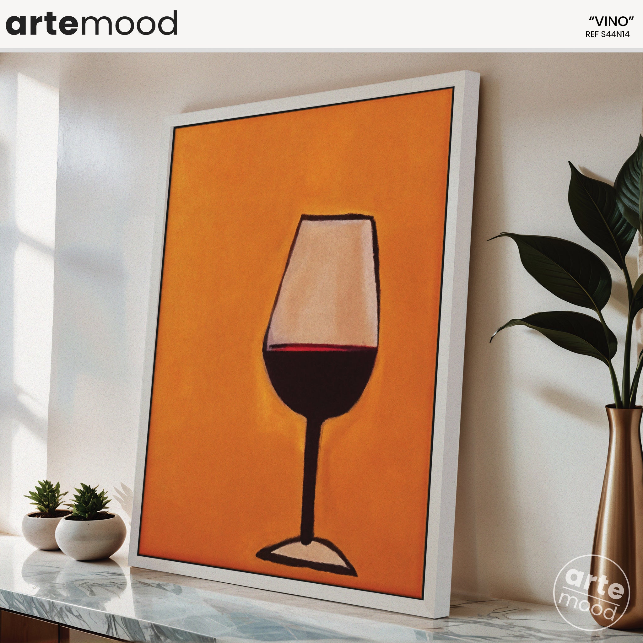 Wine Glass Artwork Print - Wine Art Print - Glass Of Wine In Orange Background