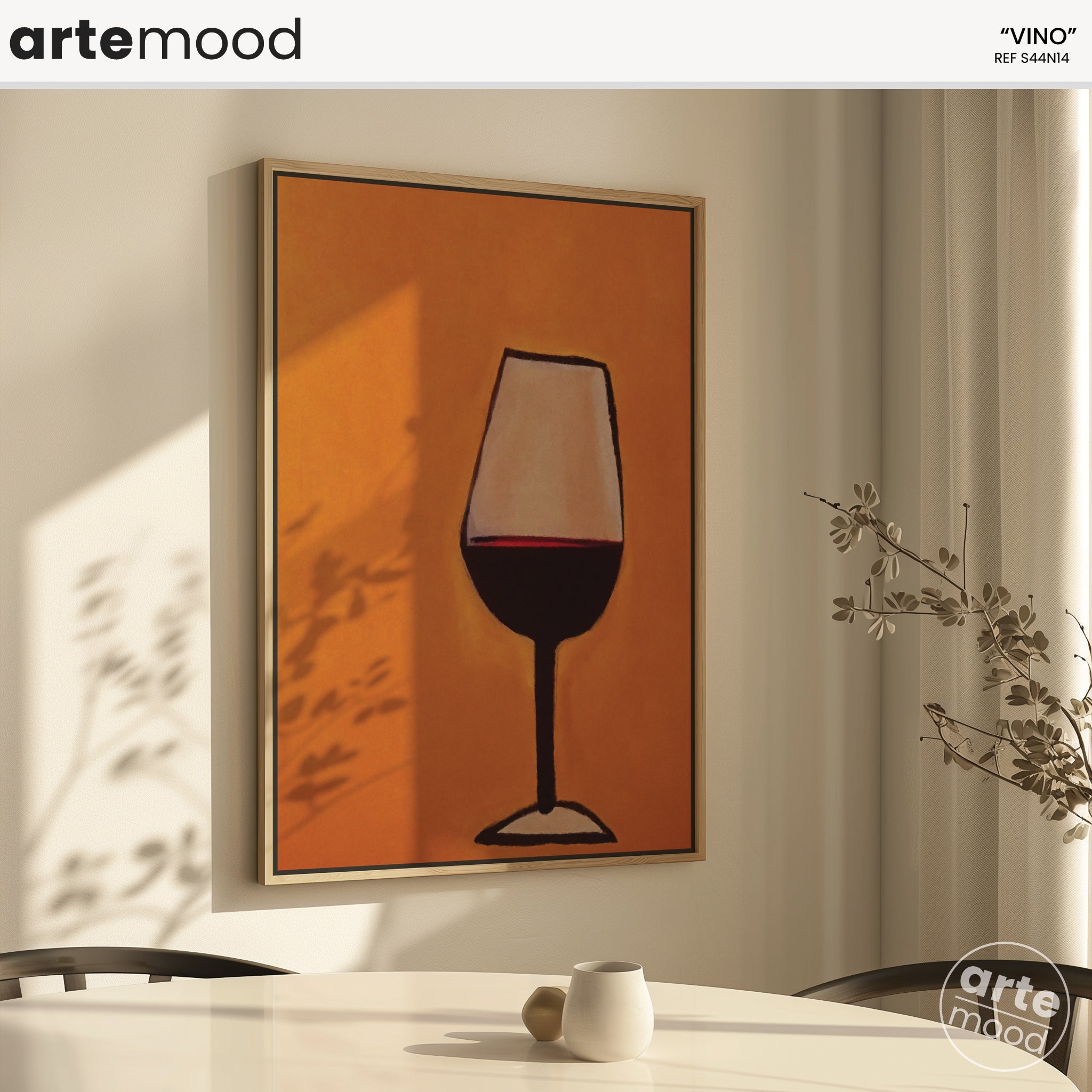 Wine Glass Artwork Print - Wine Art Print - Glass Of Wine In Orange Background