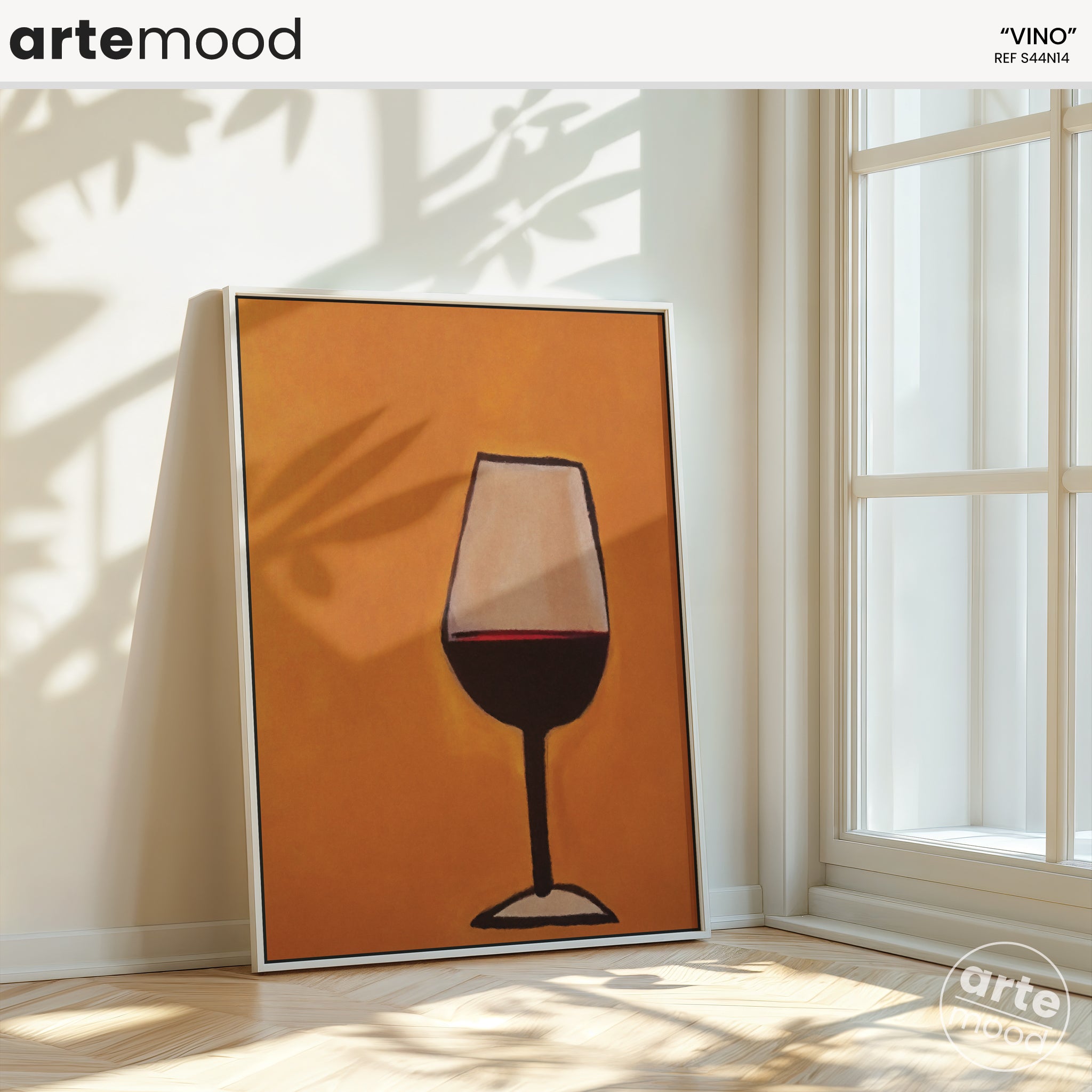 Wine Glass Artwork Print - Wine Art Print - Glass Of Wine In Orange Background