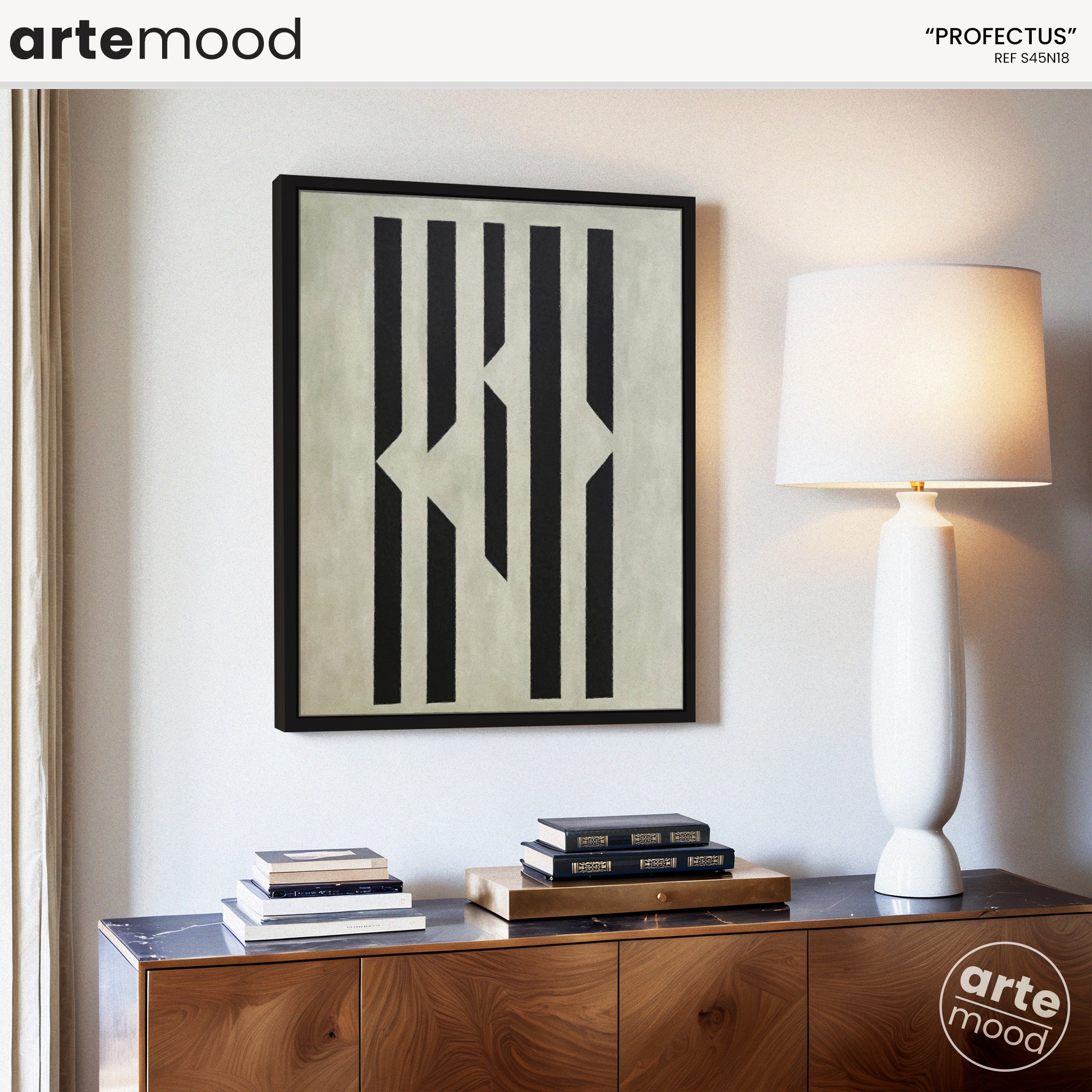 Abstract Artwork Print On Canvas - Minimalist Geometric Modern Art - Black, White, Vertical Lines, Chic Wall Art