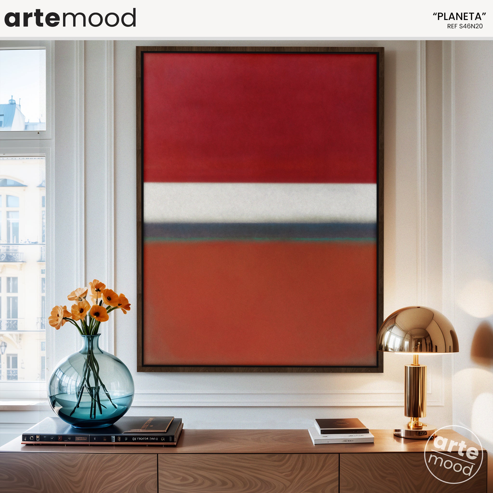 Color Field Artwork Print On Canvas - Minimalist, Zen, Orange, Red, Cherry, Vibrant Minimal Warm Color Art