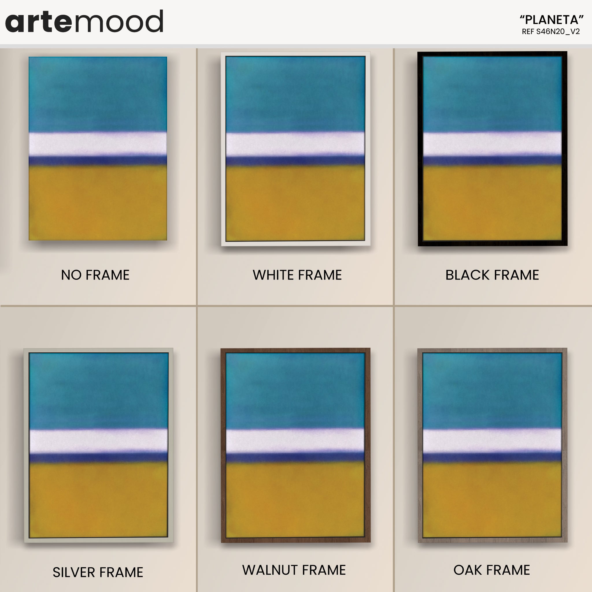 Color Field Artwork Print On Canvas - Minimalist, Zen, Blue, White_Violet, Yellow, Magical