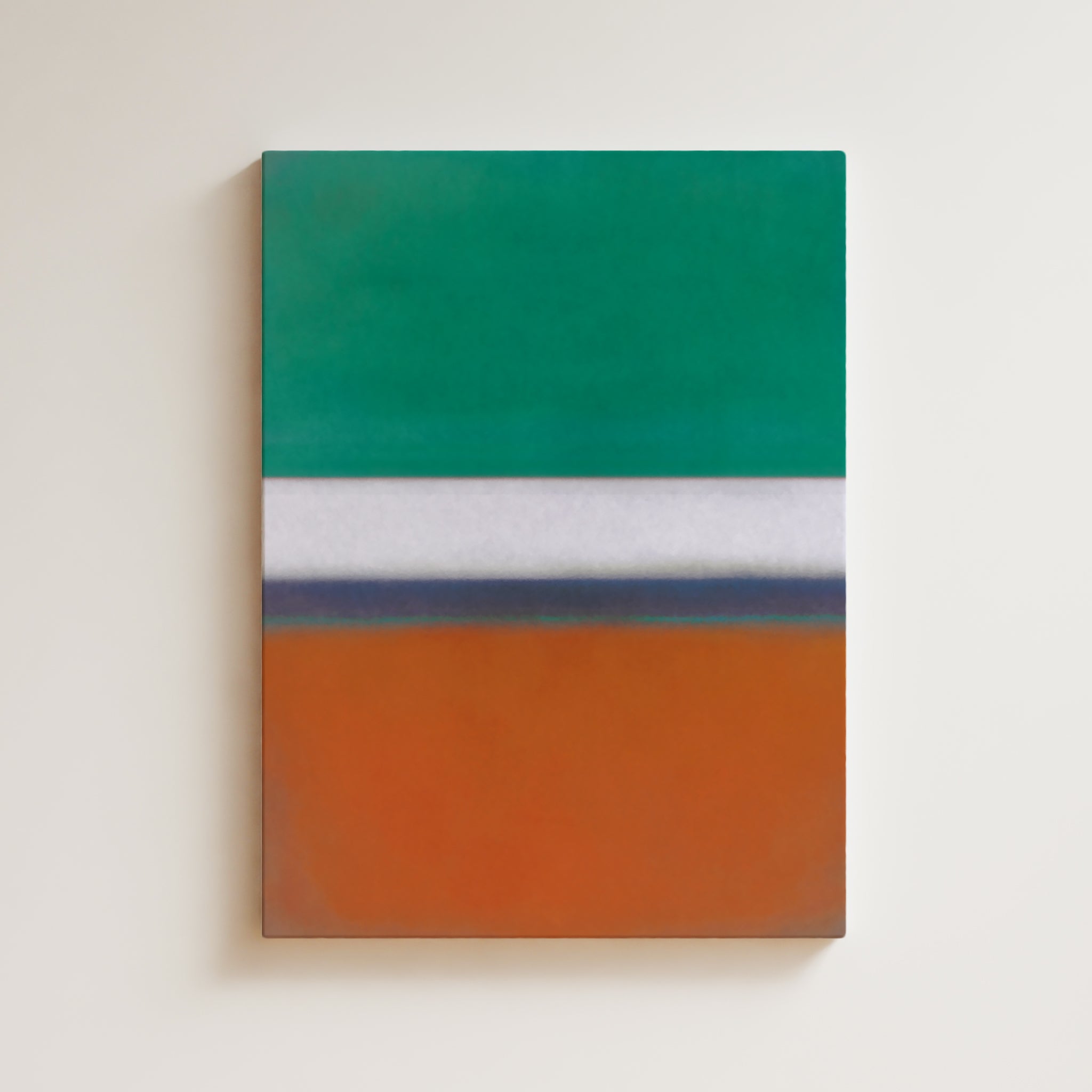 Color Field Artwork Print On Canvas - Green, White, Orange, Nature, Calm, Chic Contemporary Wall Art Print