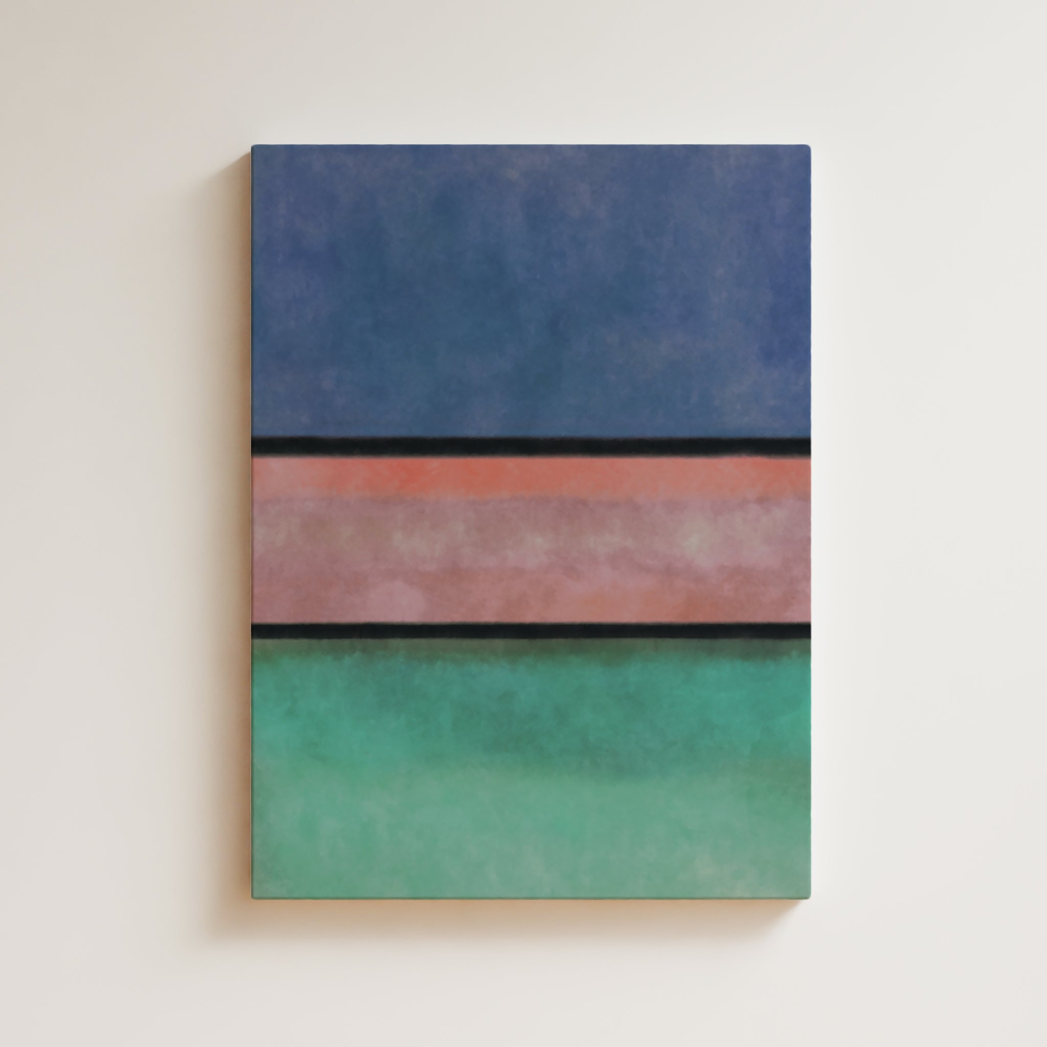 Color Field Artwork Print On Canvas - Minimalist, Zen, Blue, Orange, Green, Contemporary Rothko Style Wall Art Print