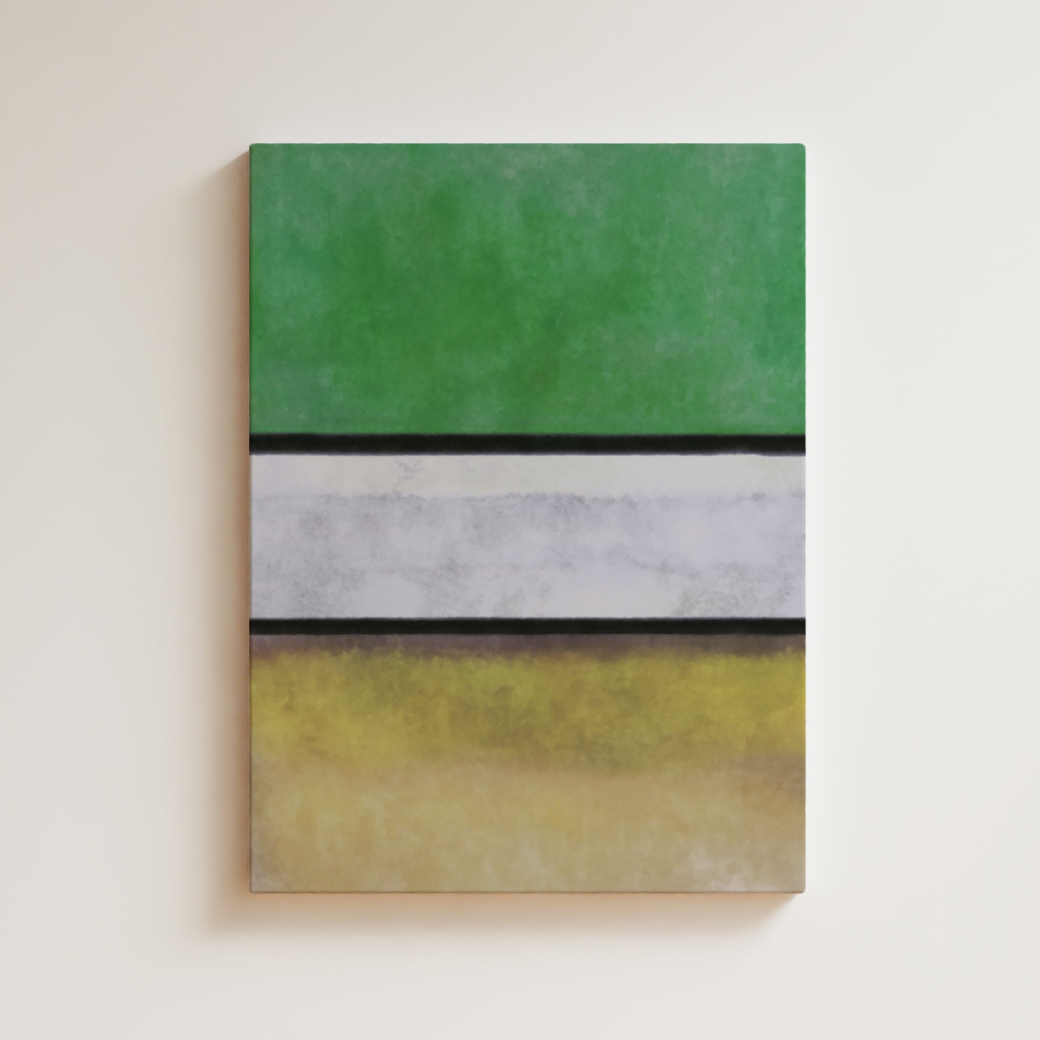 Color Field Artwork Print On Canvas - Minimalist, Zen, Green, White, Yellow, Rothko Style Wall Art