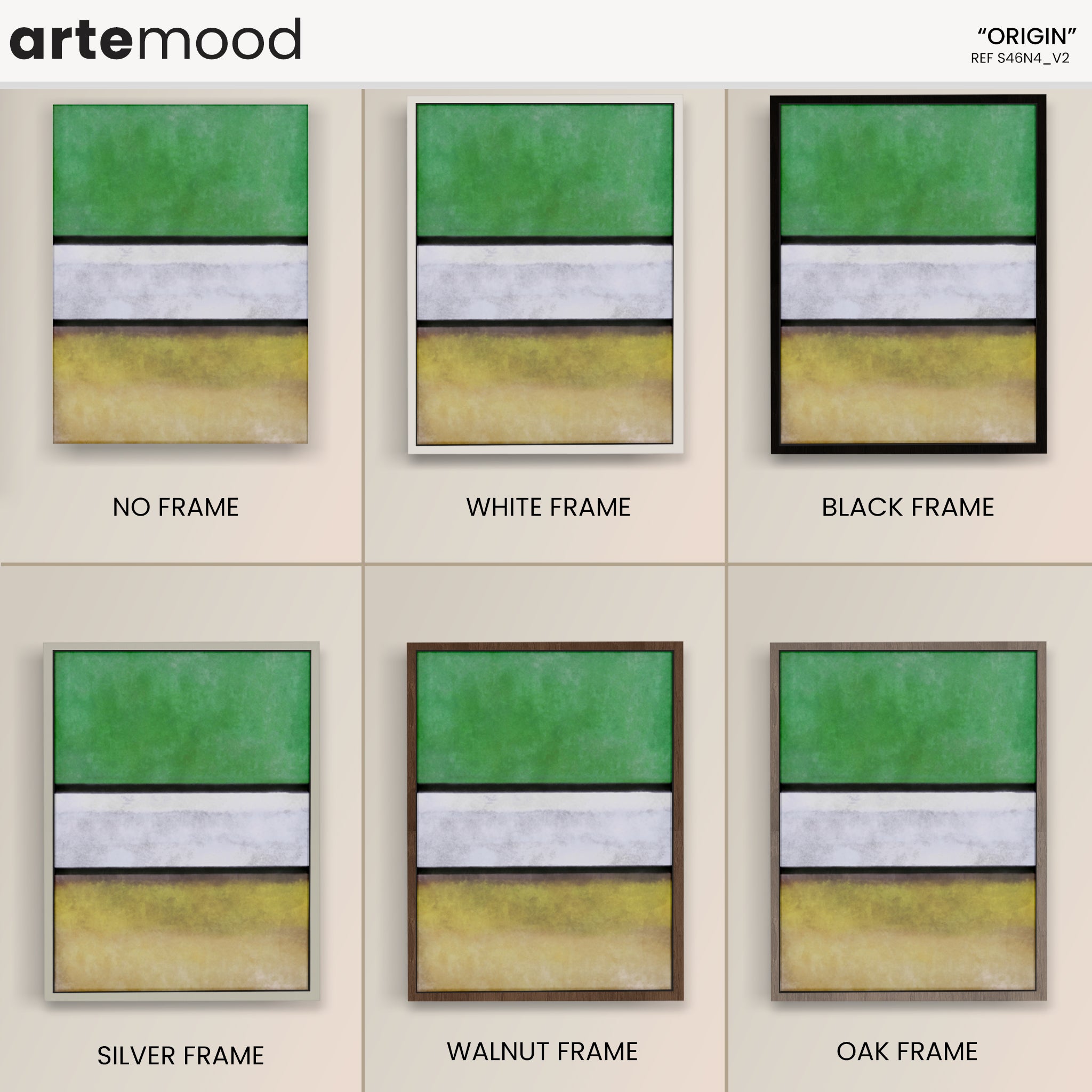 Color Field Artwork Print On Canvas - Minimalist, Zen, Green, White, Yellow, Rothko Style Wall Art