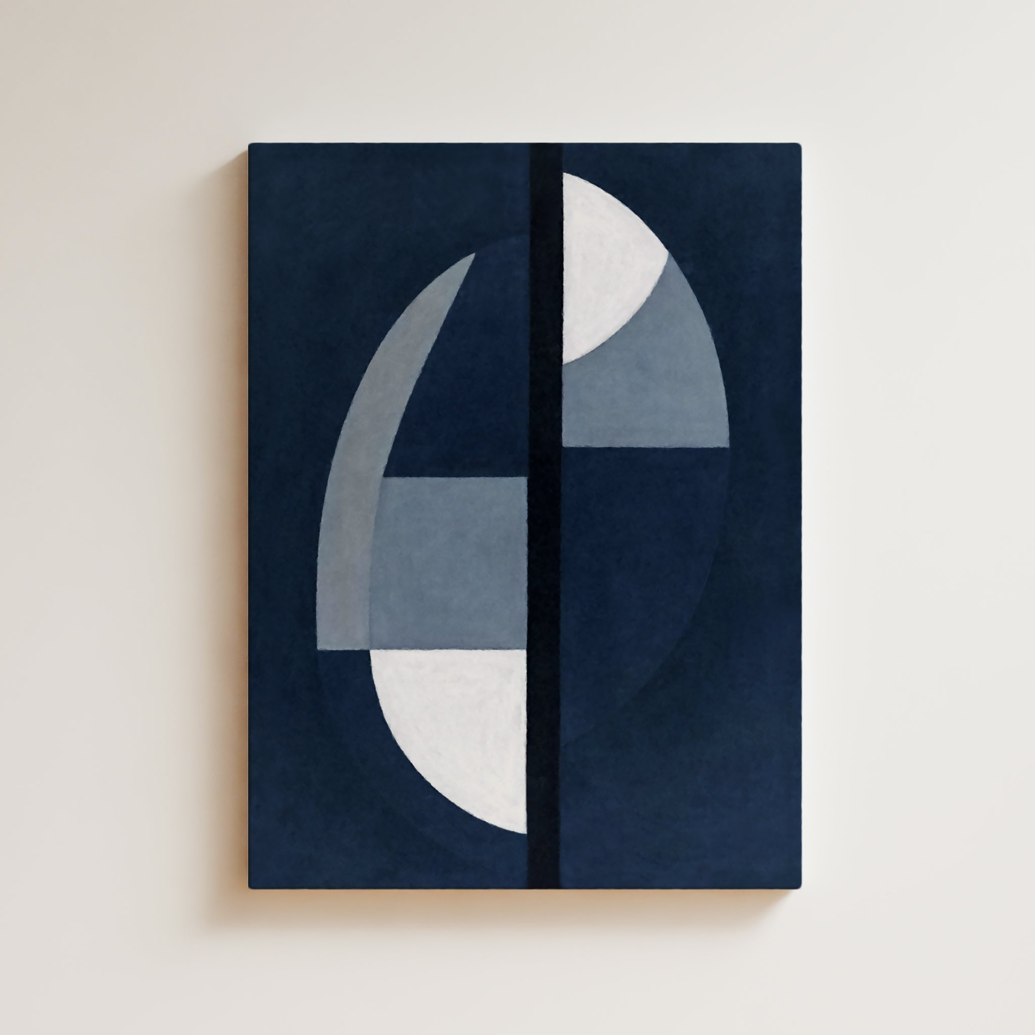 Abstract Artwork Print On Canvas - Minimalist Geometric Modern Art - Blue, White, Minimal Zen Composition