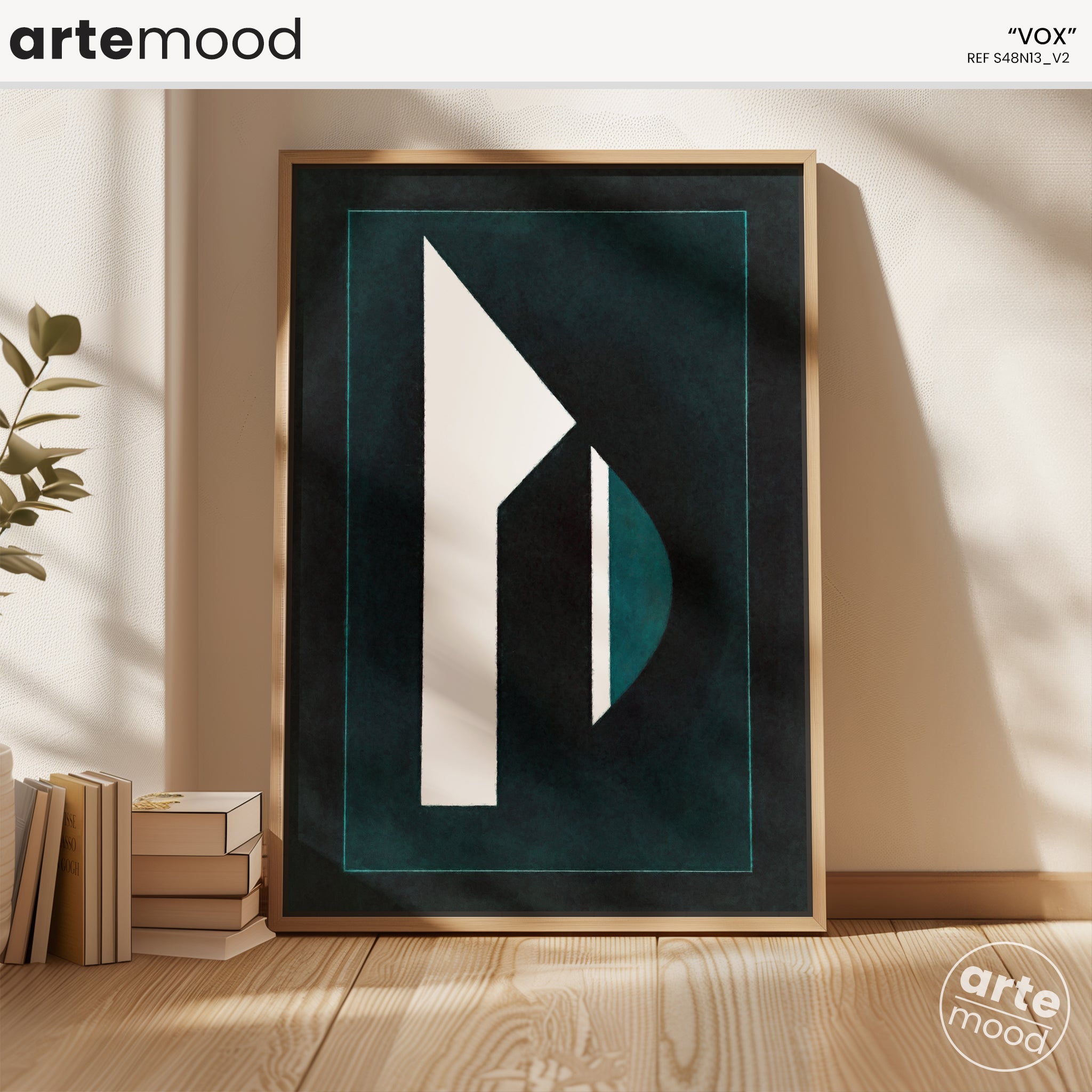 Abstract Artwork Print On Canvas - Minimalist Geometric Modern Art - White, Dark Background, Logical Composition