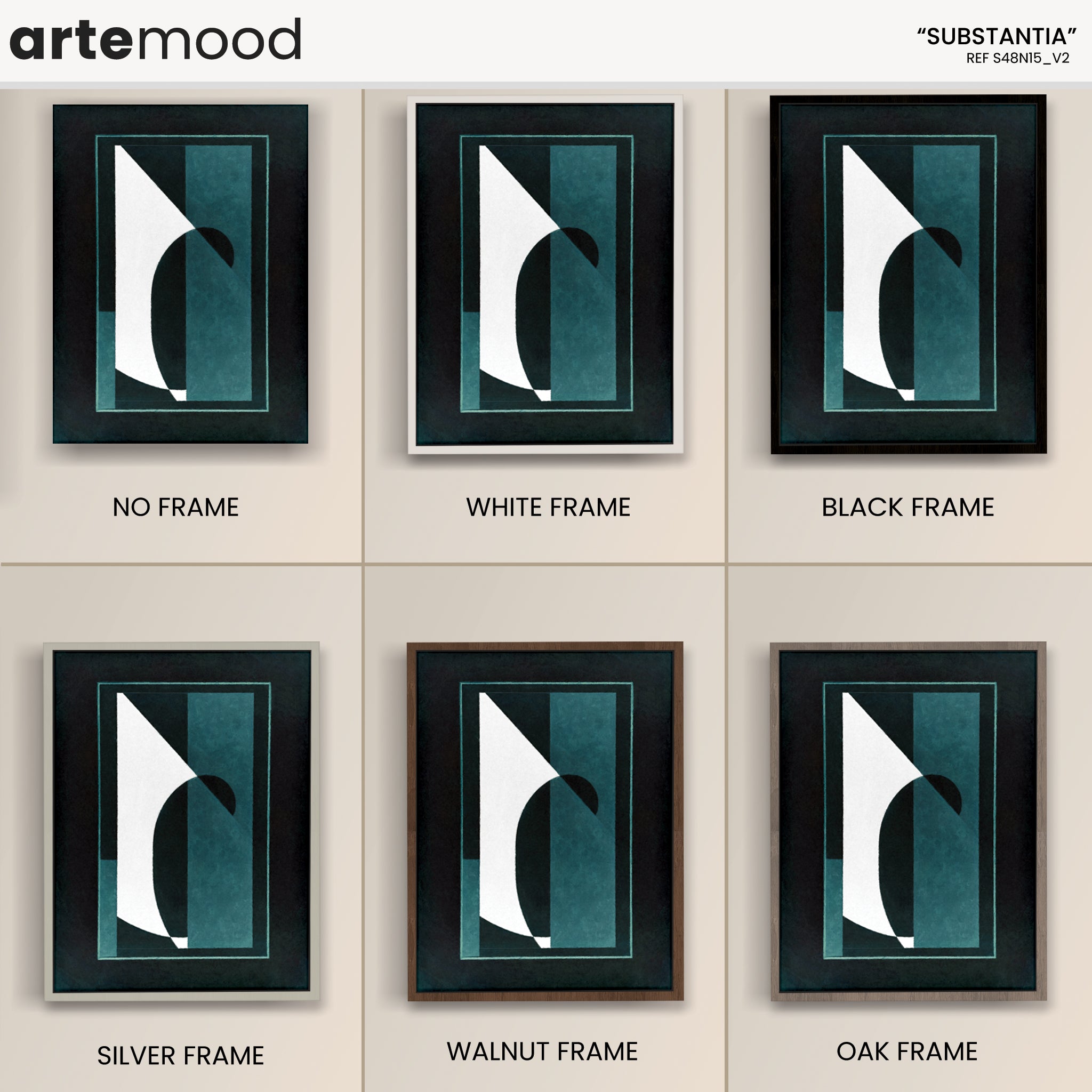 Abstract Artwork Print On Canvas - Minimalist Geometric Composition - Dark Background - Logical - Contemporary Framed Artwork