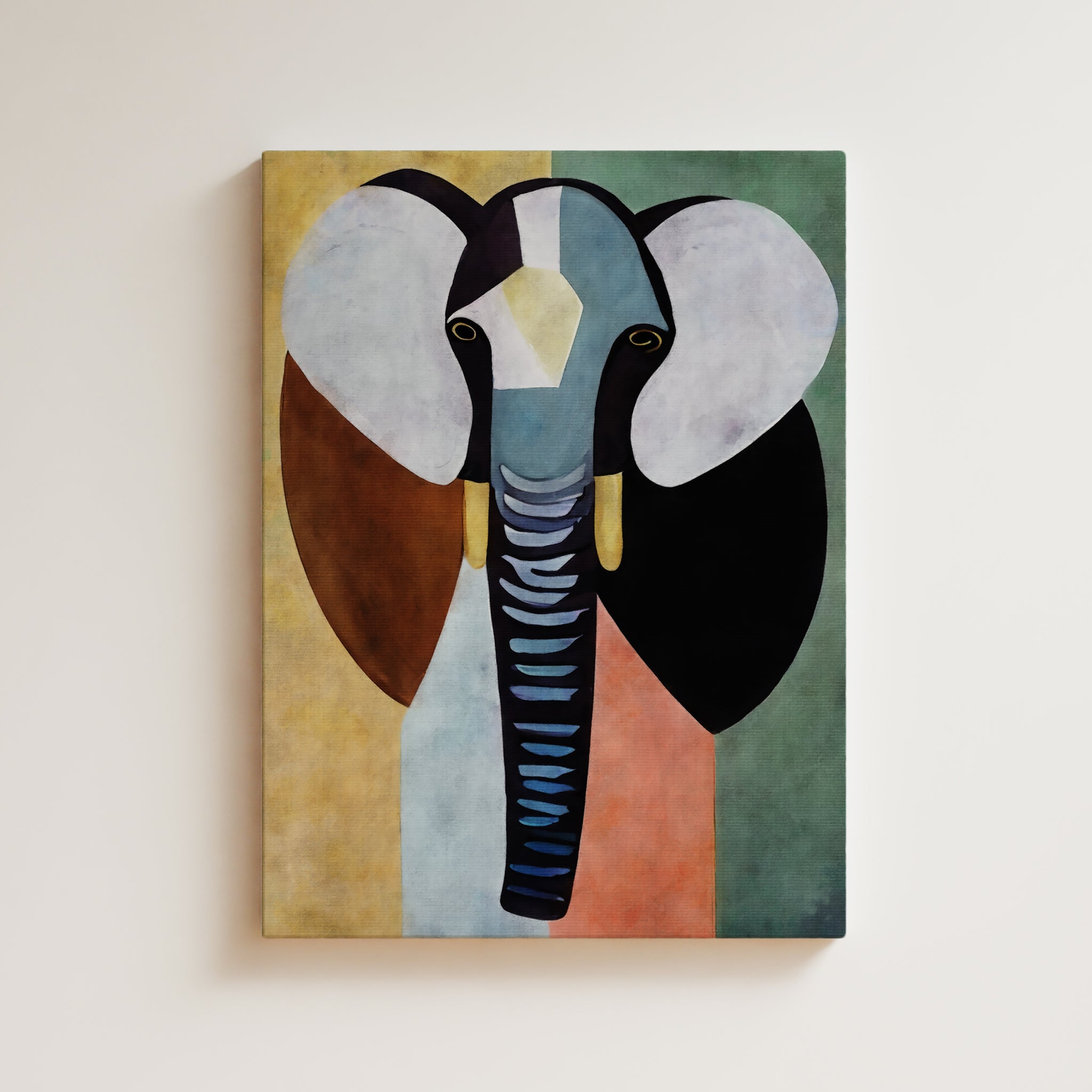 Elephant Artwork Print - Elephant Art Print - Figurative Animal Modern Art, Elephant Cubism, Geometric