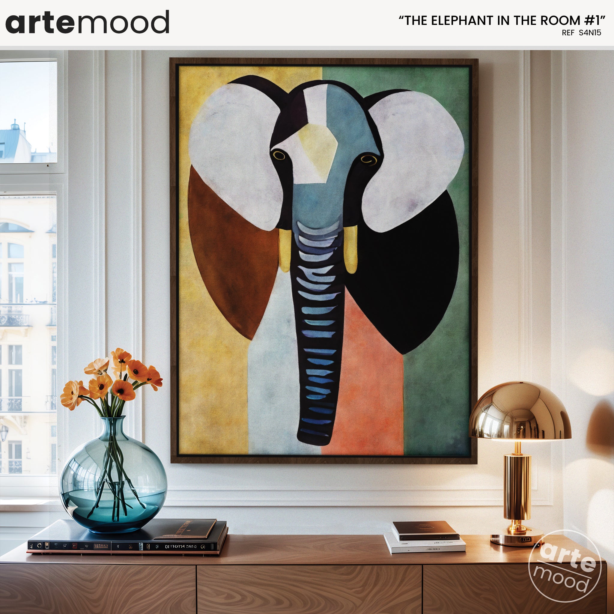 Elephant Artwork Print - Elephant Art Print - Figurative Animal Modern Art, Elephant Cubism, Geometric