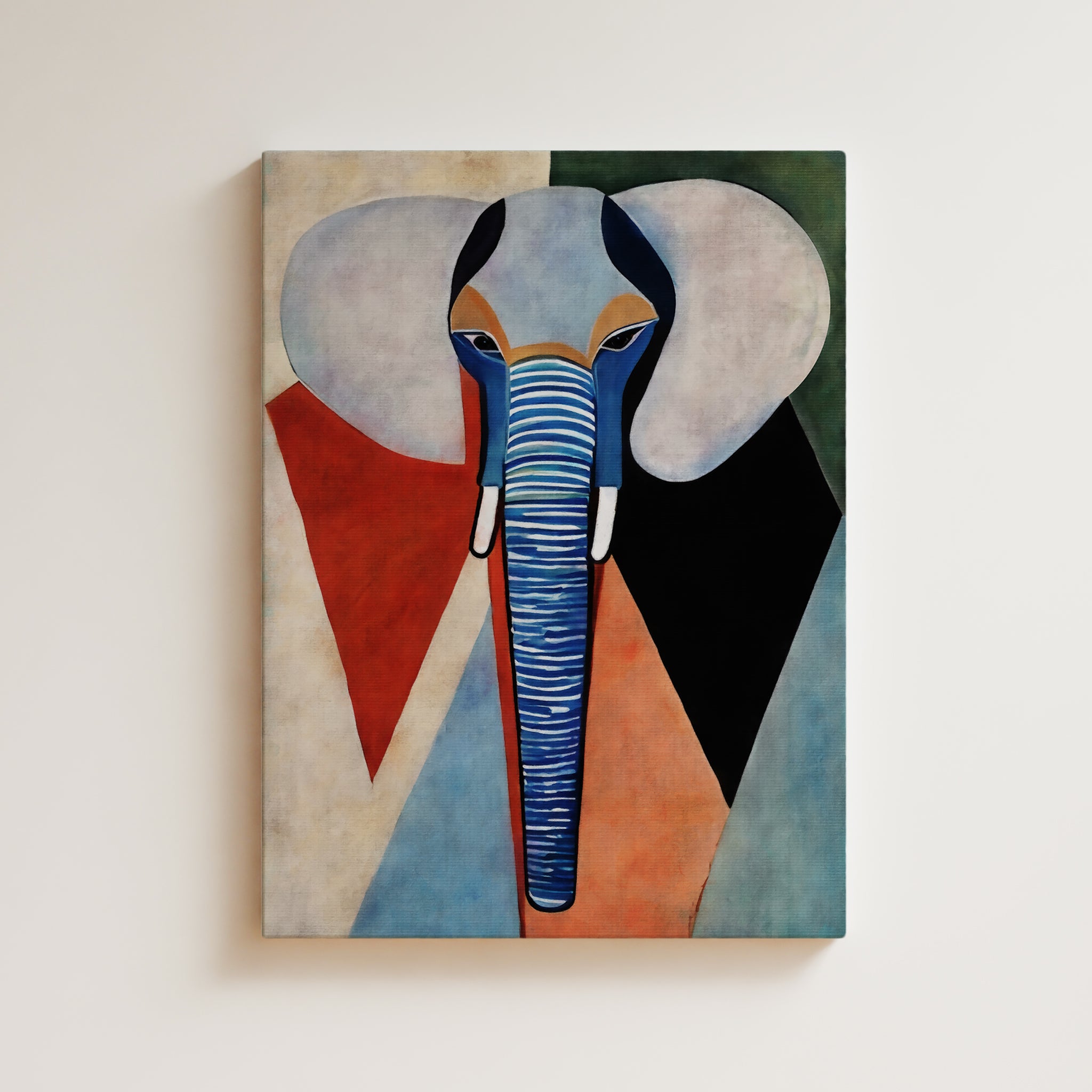 Elephant Artwork Print - Elephant Art Print - Figurative Animal Modern Art, Cubism, Geometric