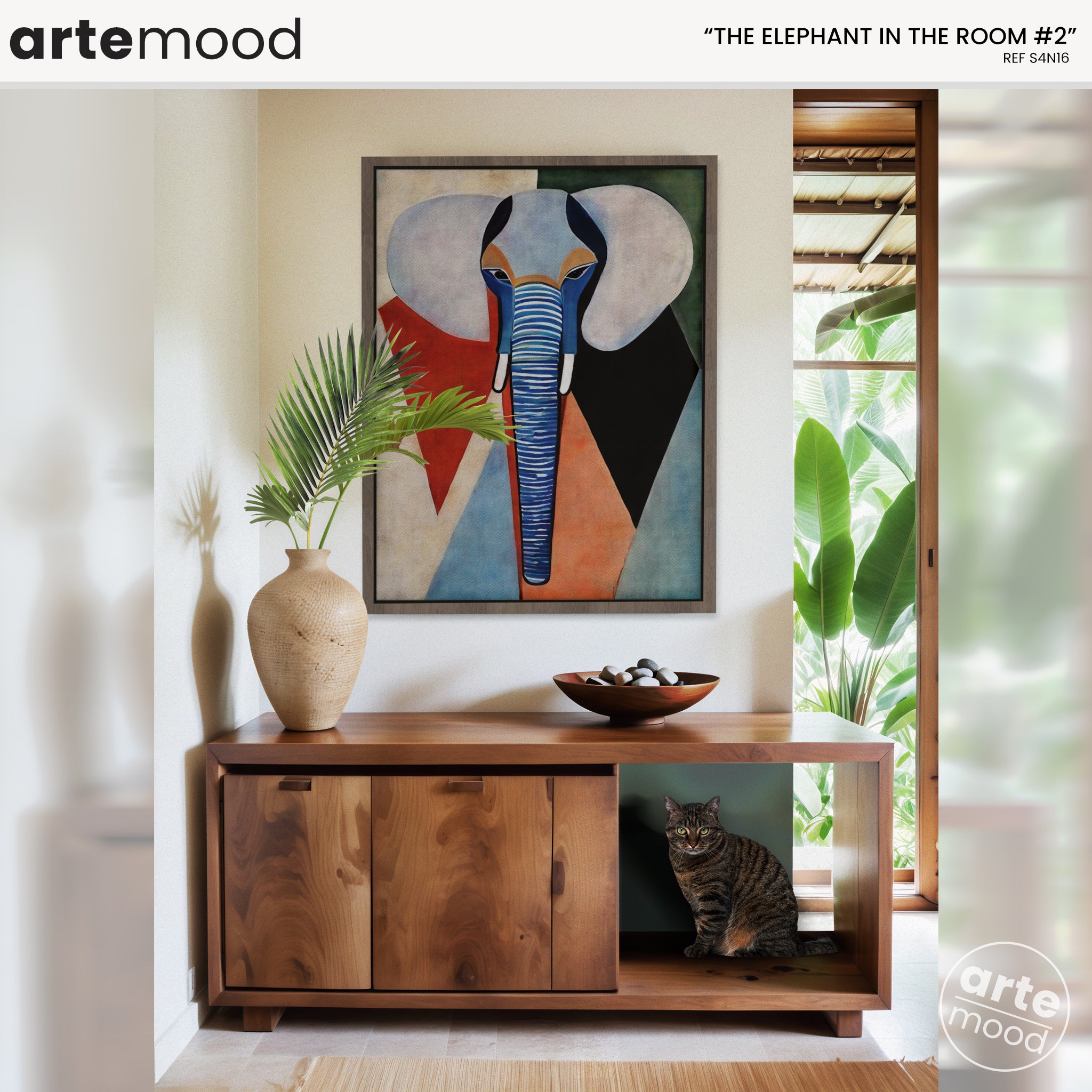 Elephant Artwork Print - Elephant Art Print - Figurative Animal Modern Art, Cubism, Geometric