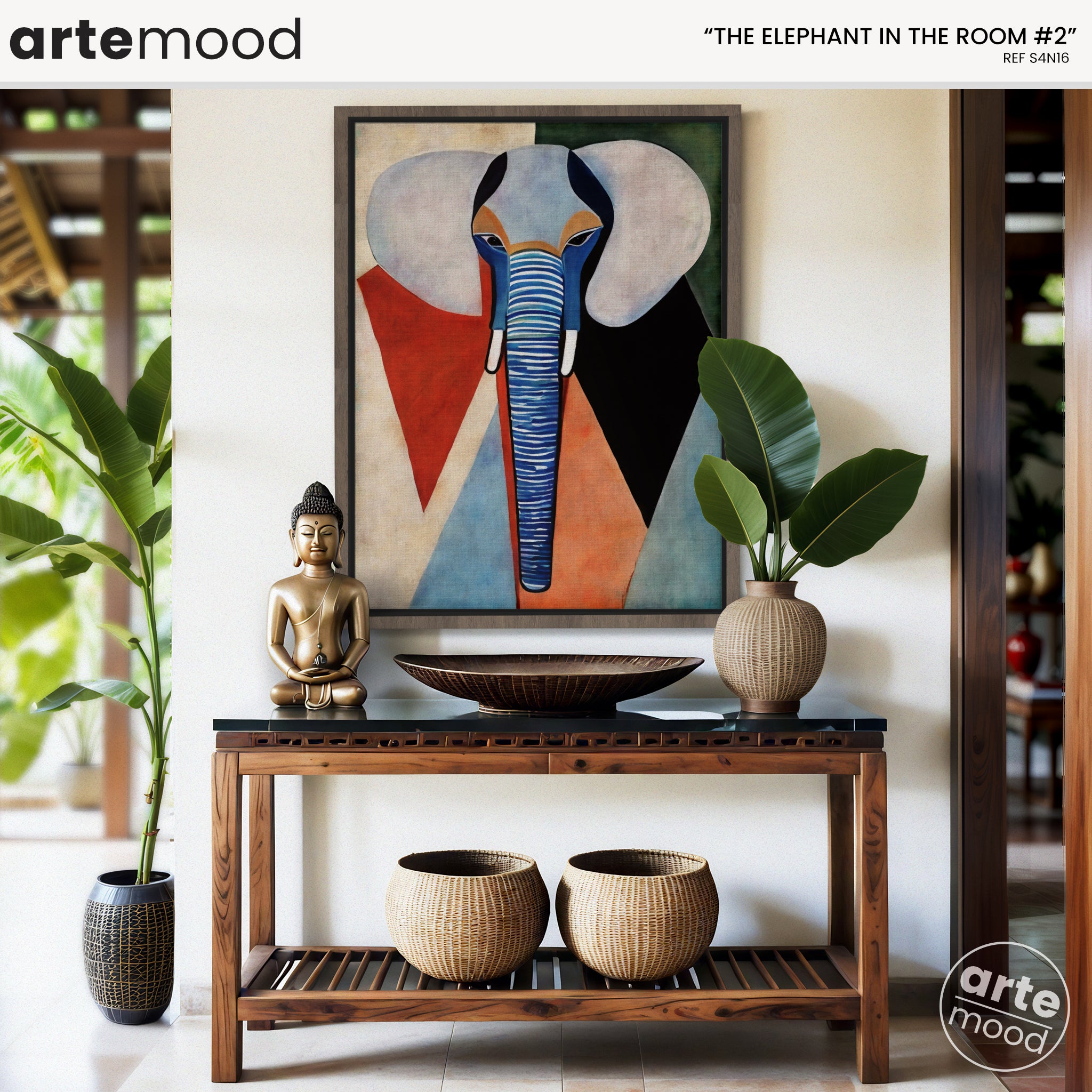 Elephant Artwork Print - Elephant Art Print - Figurative Animal Modern Art, Cubism, Geometric