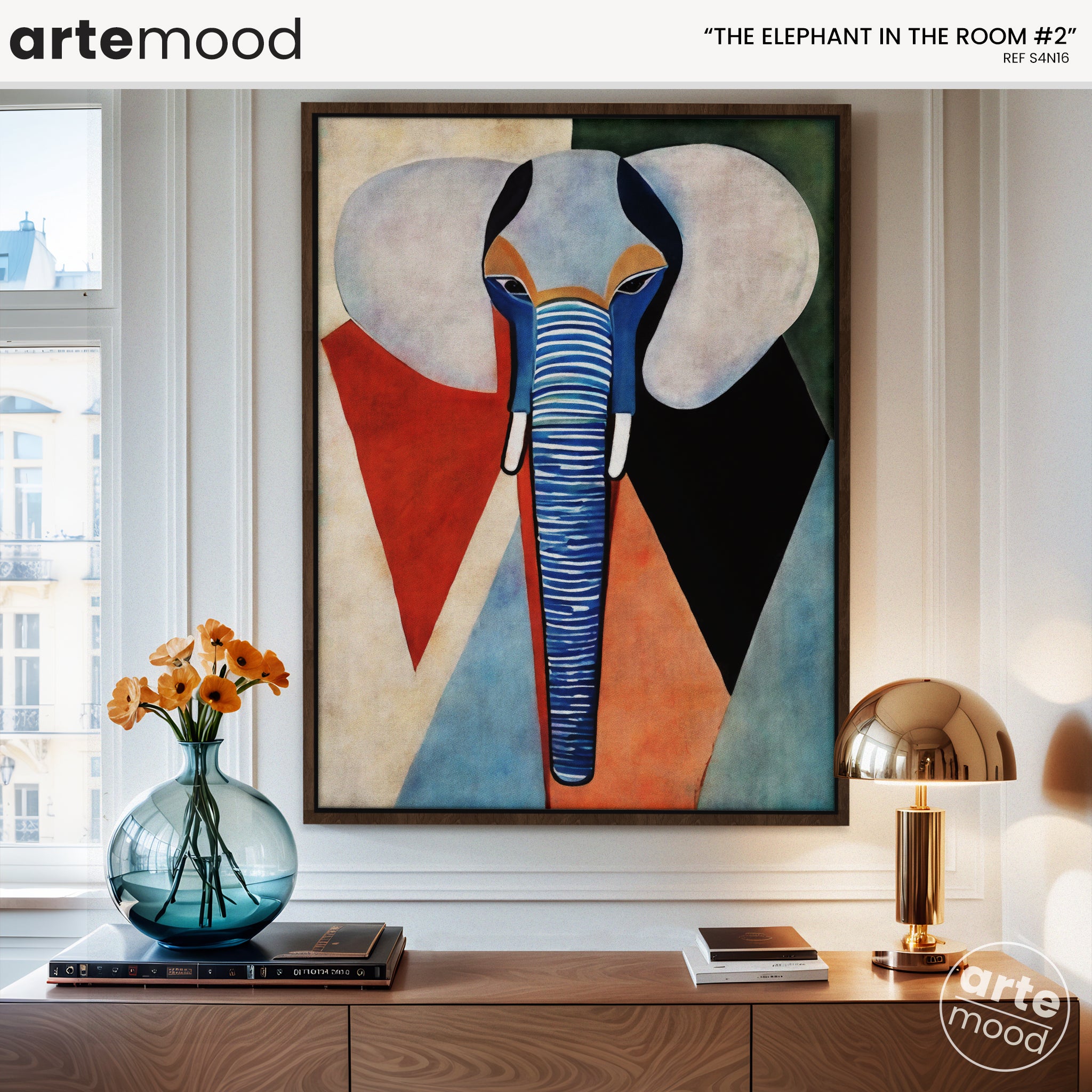 Elephant Artwork Print - Elephant Art Print - Figurative Animal Modern Art, Cubism, Geometric