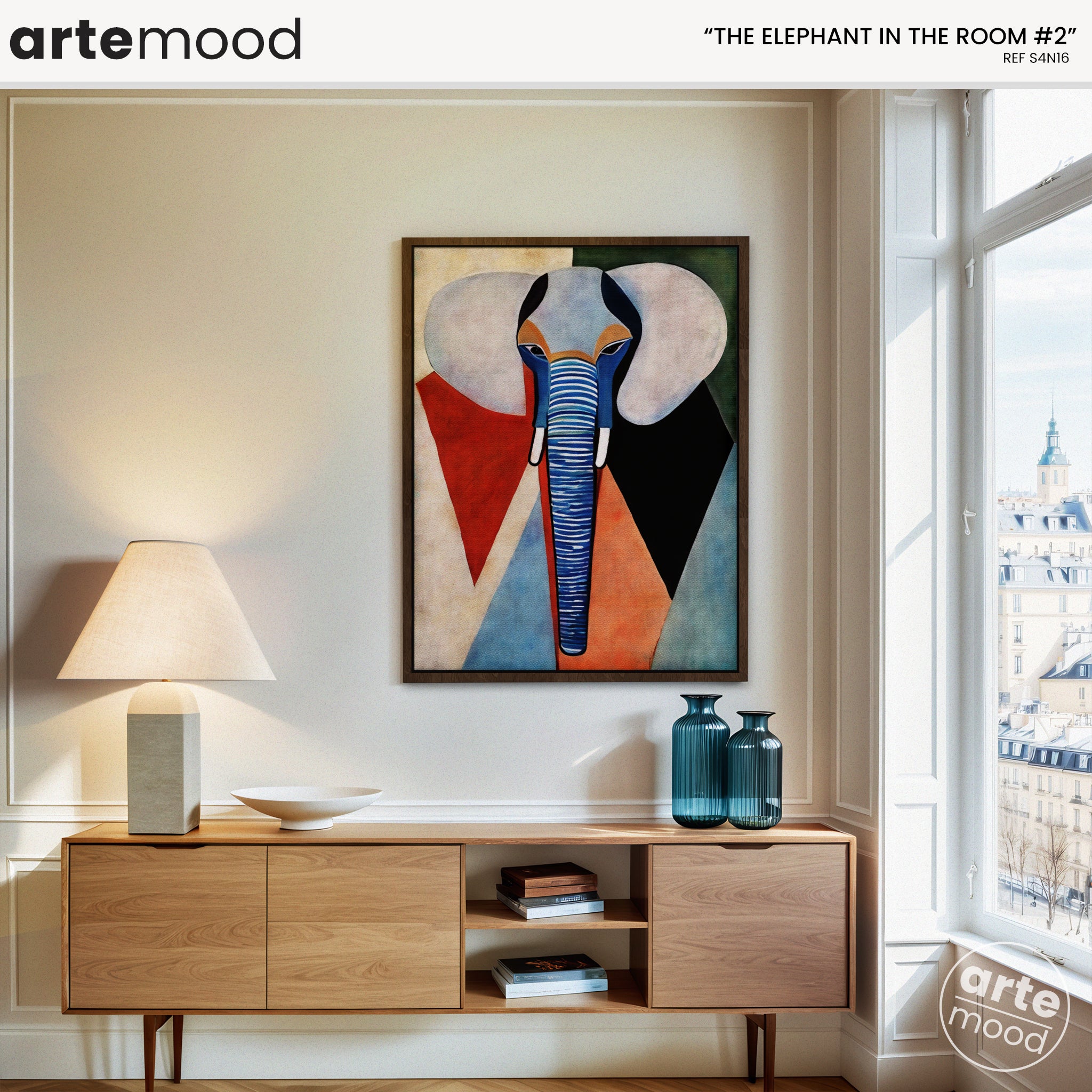 Elephant Artwork Print - Elephant Art Print - Figurative Animal Modern Art, Cubism, Geometric