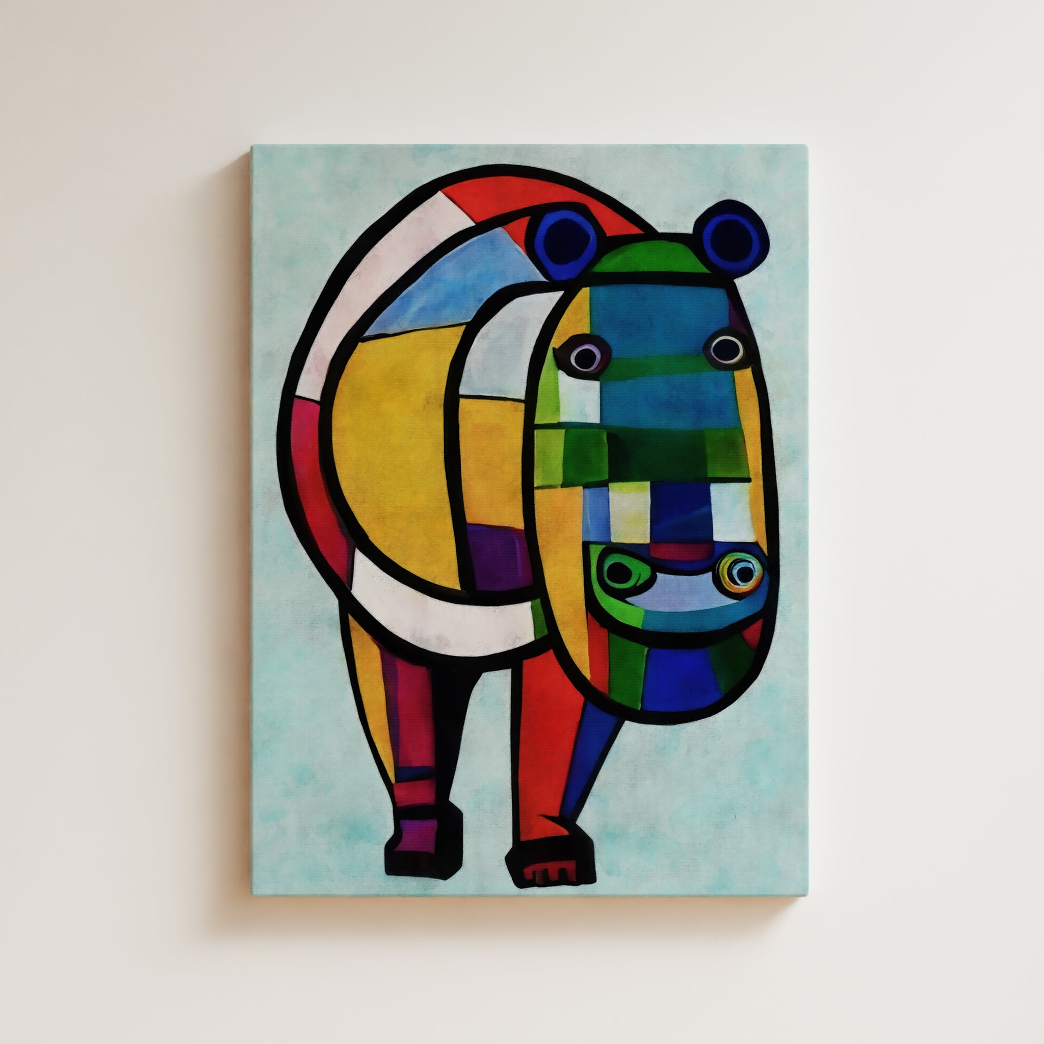 Hippo Artwork Print - Giraffe Art Print - Figurative Animal Modern Art, Cubism, Geometric Hippo