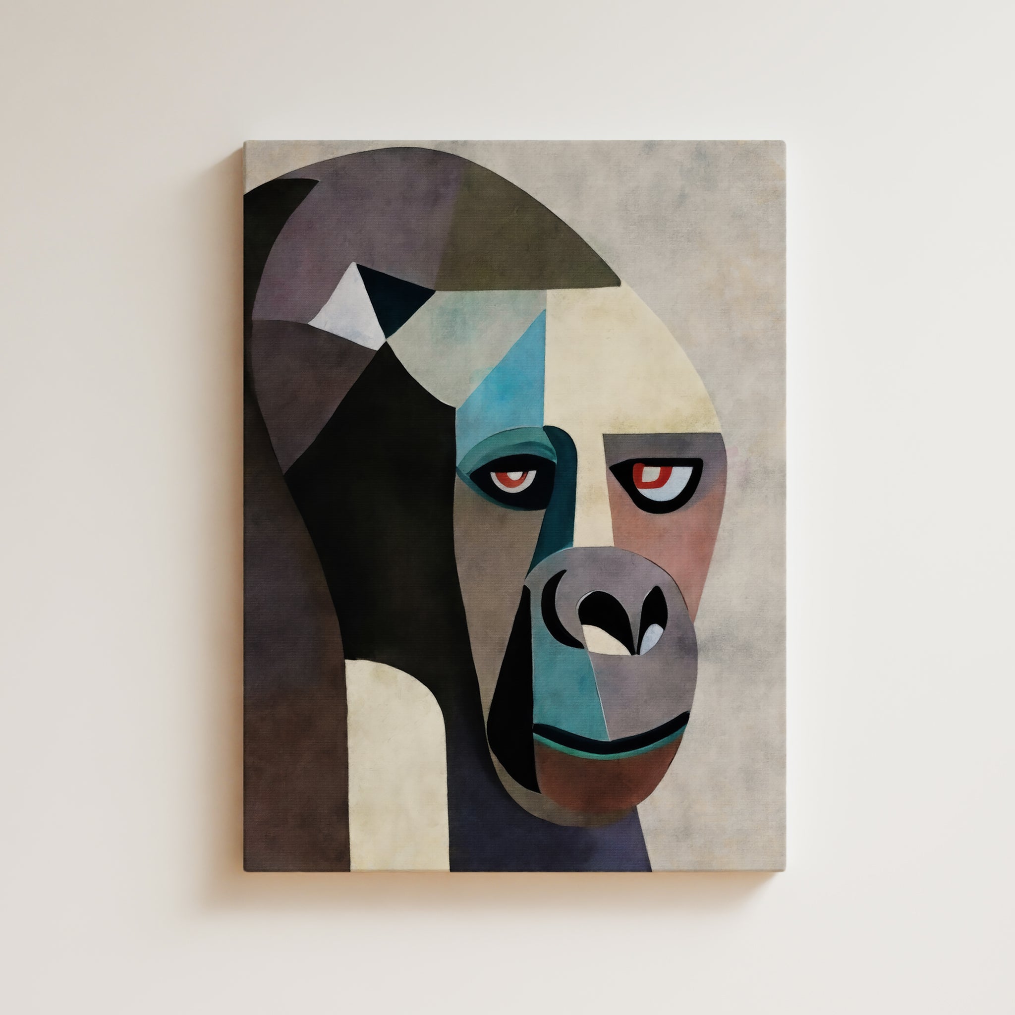 Gorilla Artwork Print - Gorilla Art Print - Figurative Animal Modern Art, Cubism, Geometric