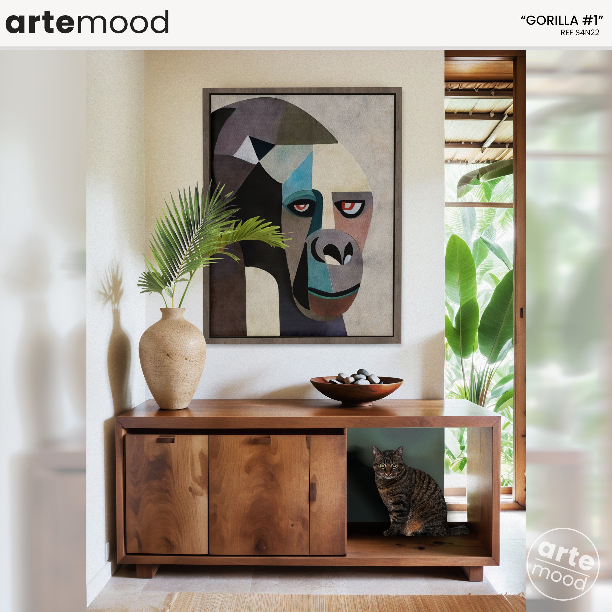 Gorilla Artwork Print - Gorilla Art Print - Figurative Animal Modern Art, Cubism, Geometric