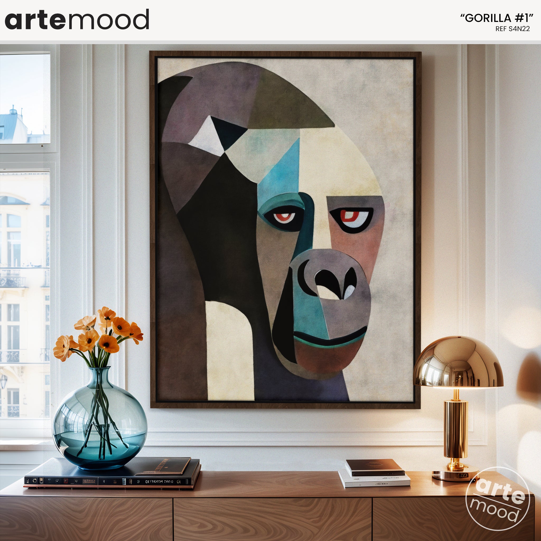 Gorilla Artwork Print - Gorilla Art Print - Figurative Animal Modern Art, Cubism, Geometric