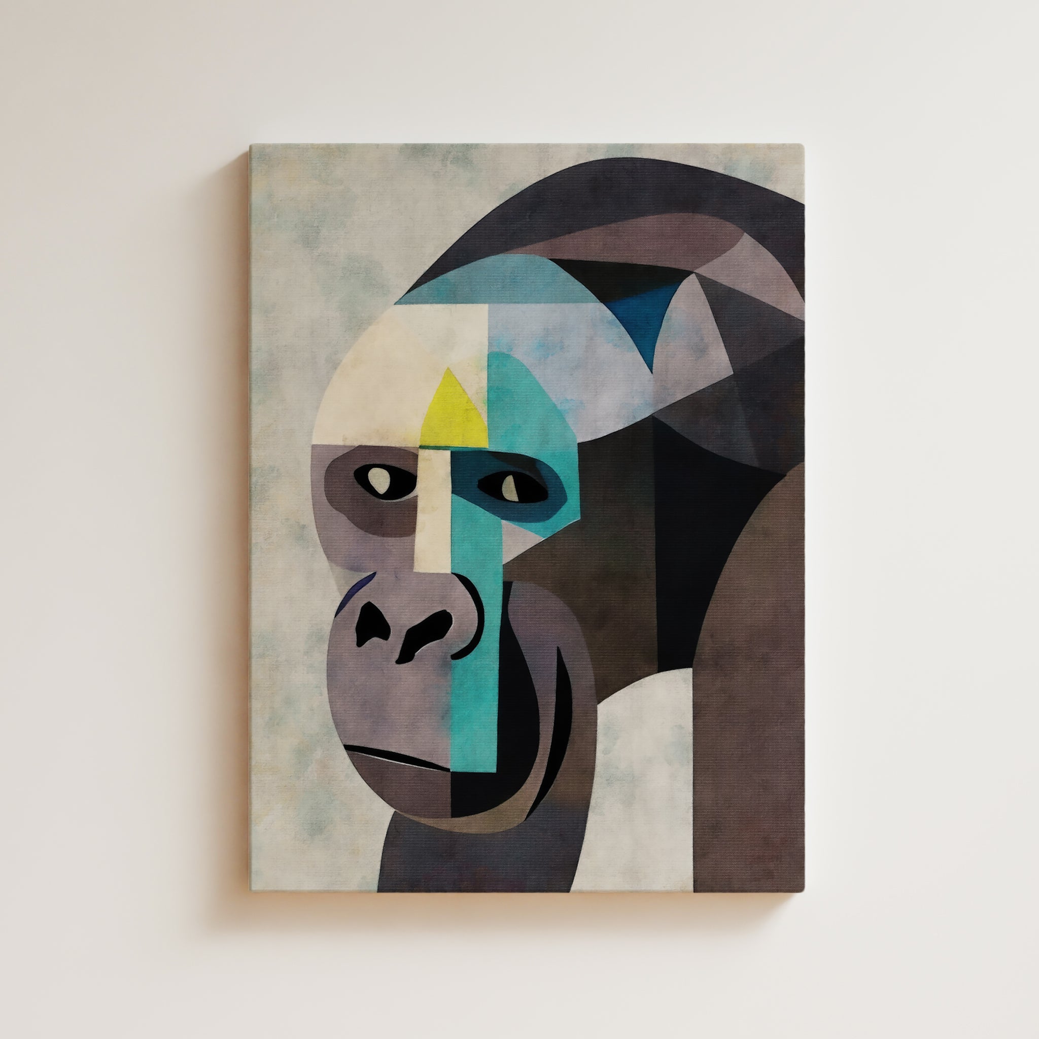 Gorilla Artwork Print - Gorilla Art Print - Gorilla Portrait, Face, Cubism, Geometric