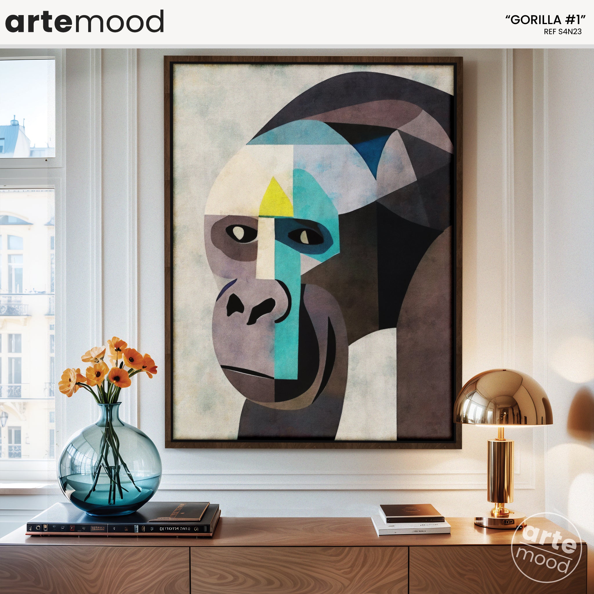 Gorilla Artwork Print - Gorilla Art Print - Gorilla Portrait, Face, Cubism, Geometric