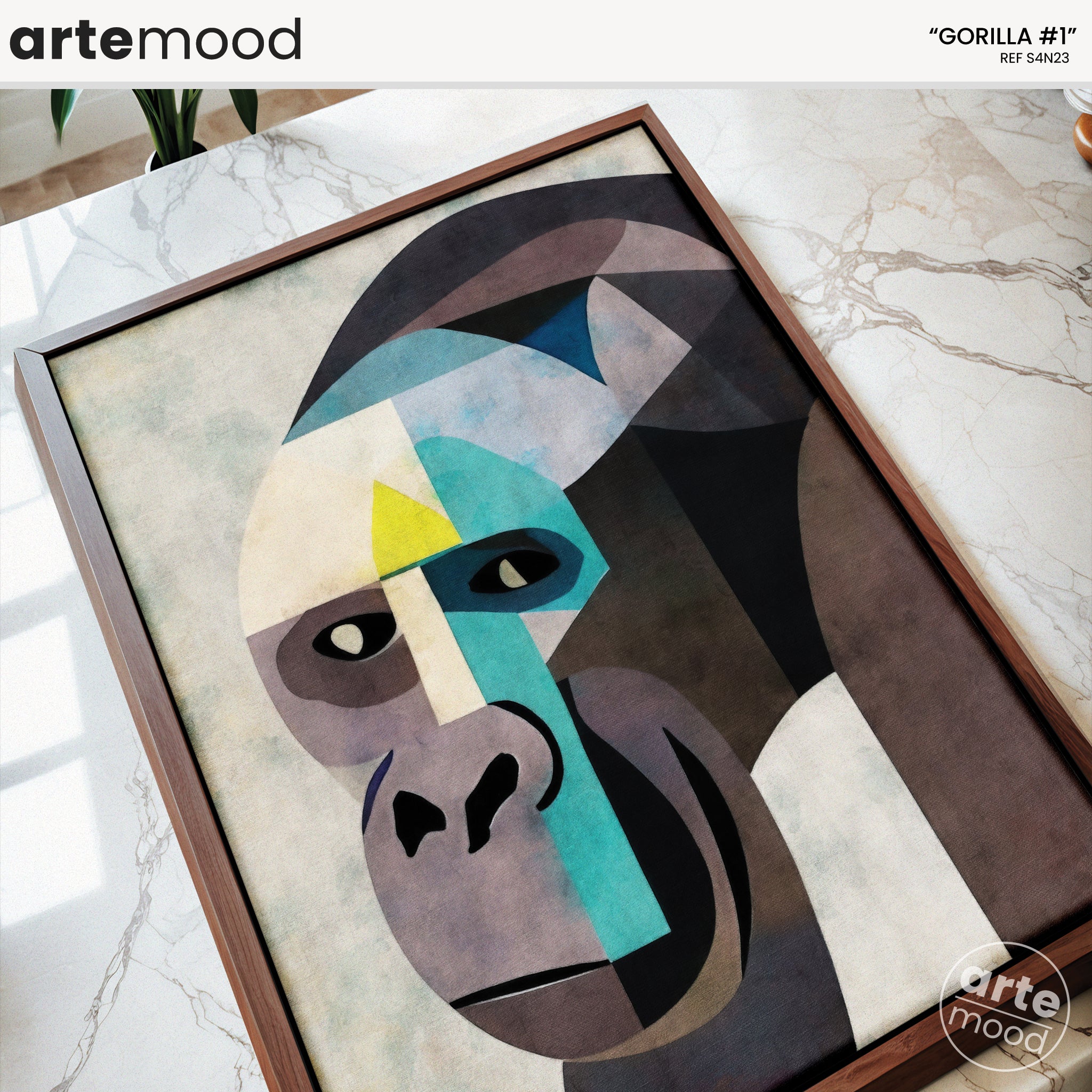 Gorilla Artwork Print - Gorilla Art Print - Gorilla Portrait, Face, Cubism, Geometric