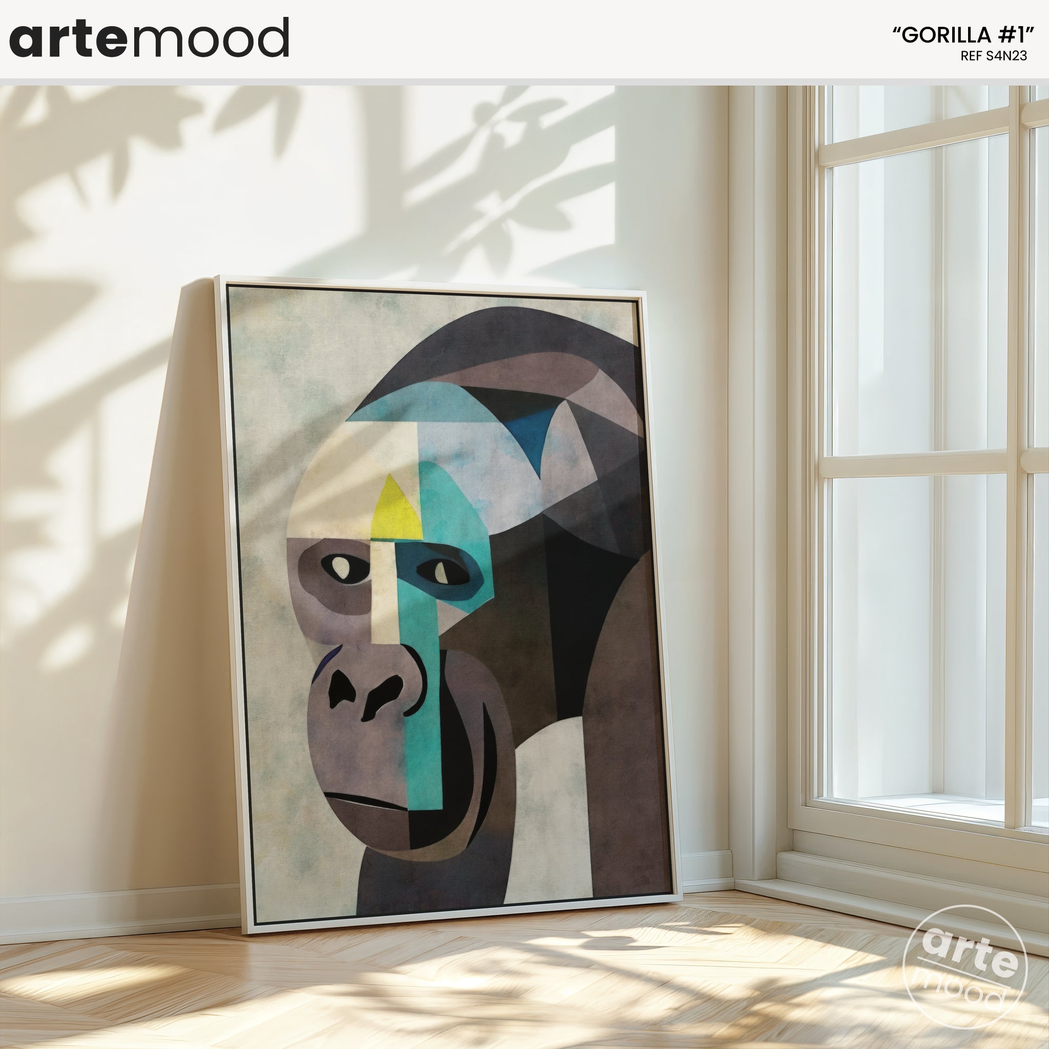 Gorilla Artwork Print - Gorilla Art Print - Gorilla Portrait, Face, Cubism, Geometric