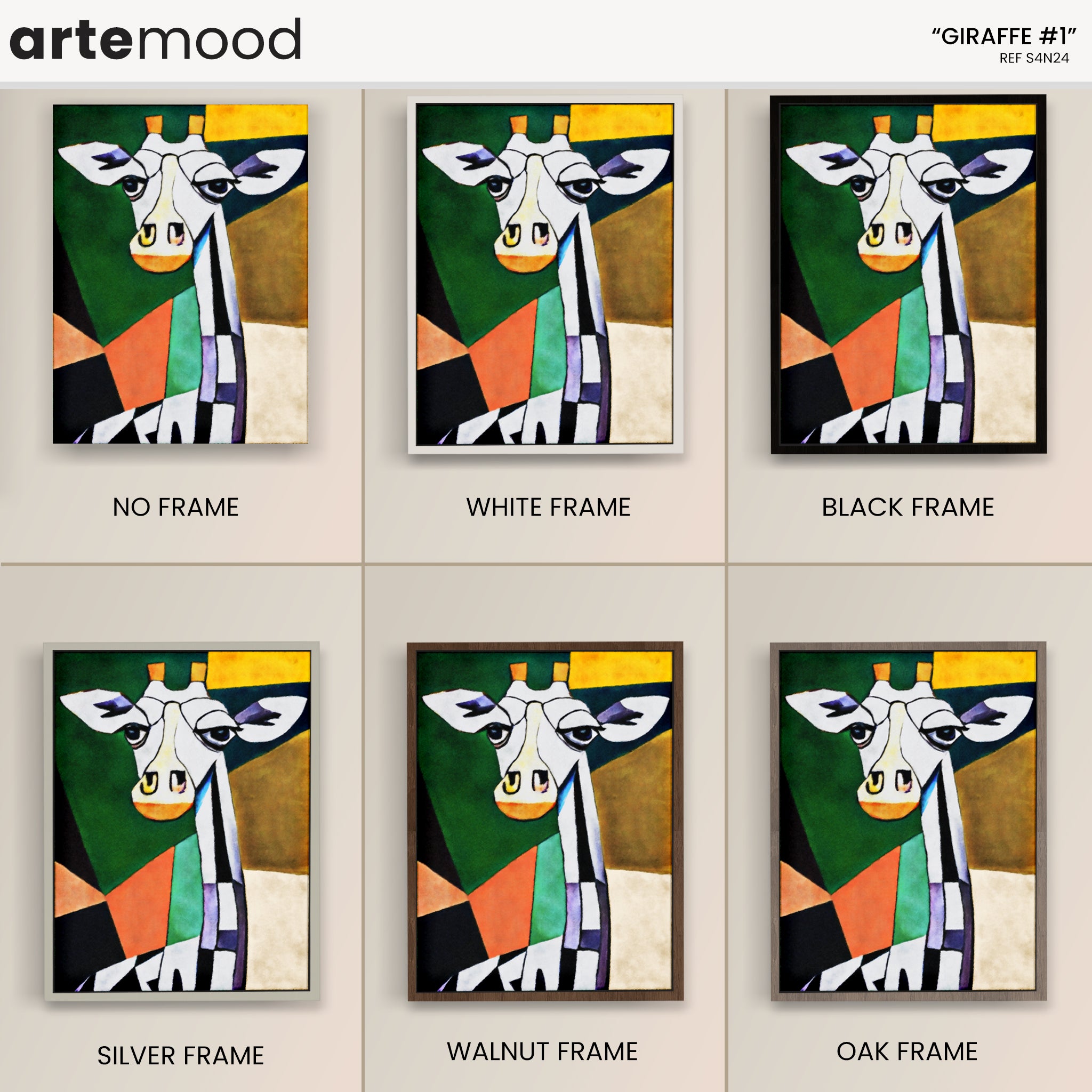 Giraffe Artwork Print - Giraffe Art Print - Figurative Animal Modern Art, Cubism, Geometric