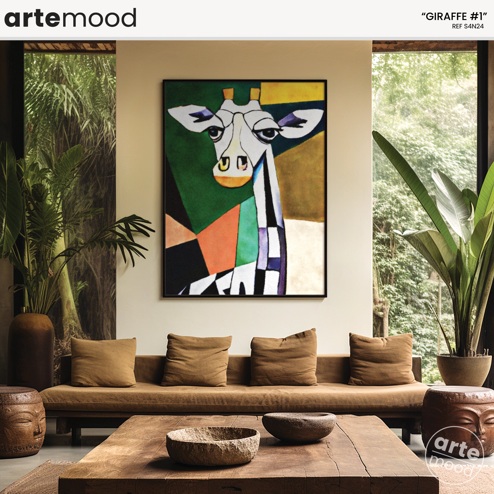 Giraffe Artwork Print - Giraffe Art Print - Figurative Animal Modern Art, Cubism, Geometric