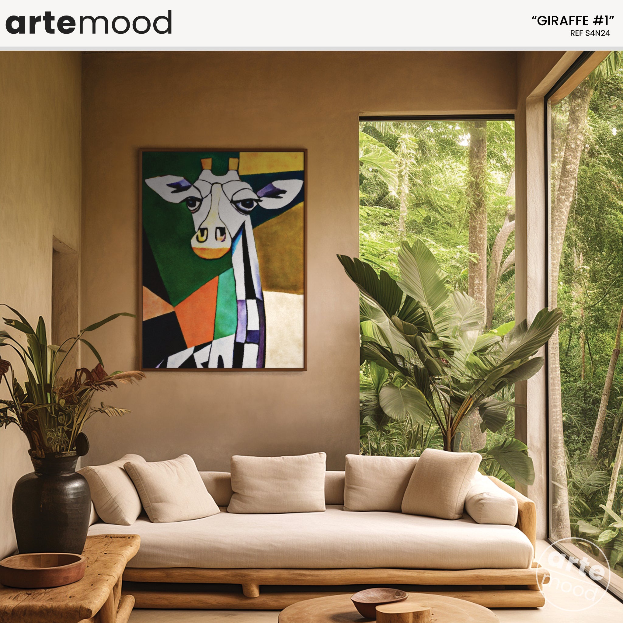 Giraffe Artwork Print - Giraffe Art Print - Figurative Animal Modern Art, Cubism, Geometric