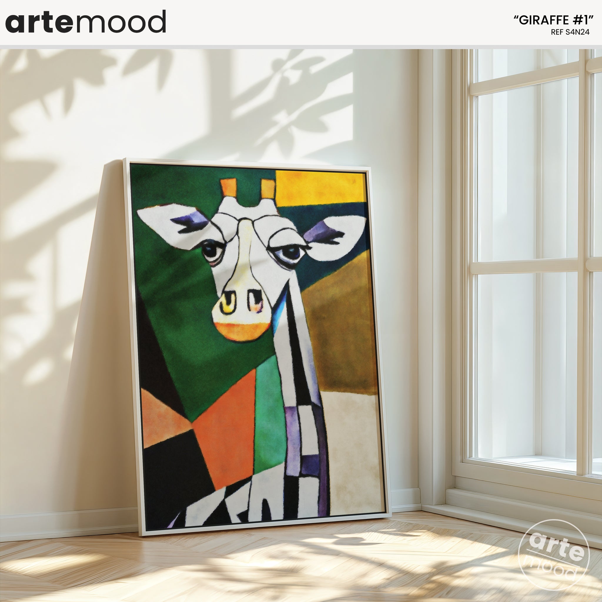 Giraffe Artwork Print - Giraffe Art Print - Figurative Animal Modern Art, Cubism, Geometric