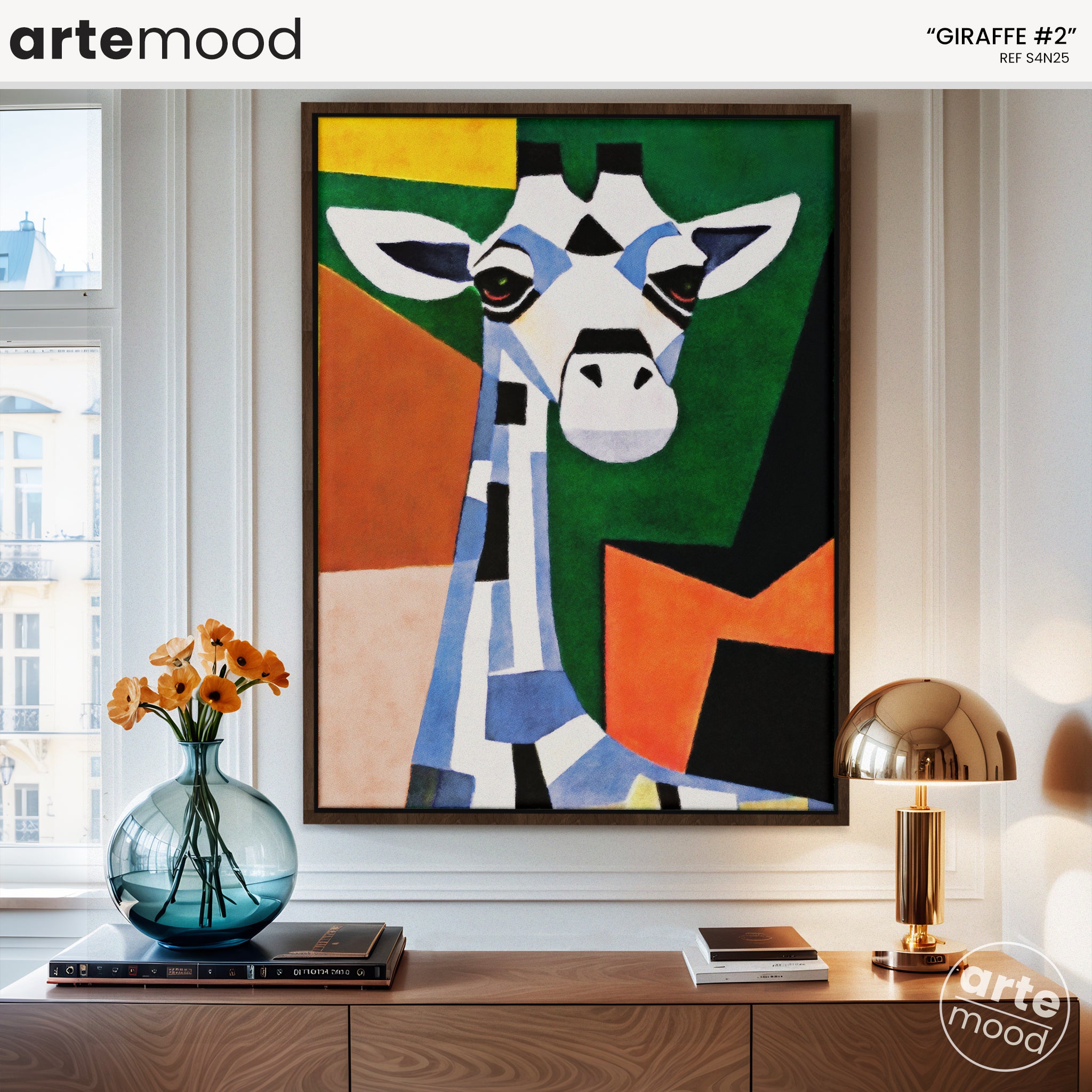 Giraffe Artwork Print - Giraffe Art Print - Figurative Animal Modern Art, Cubism, Geometric