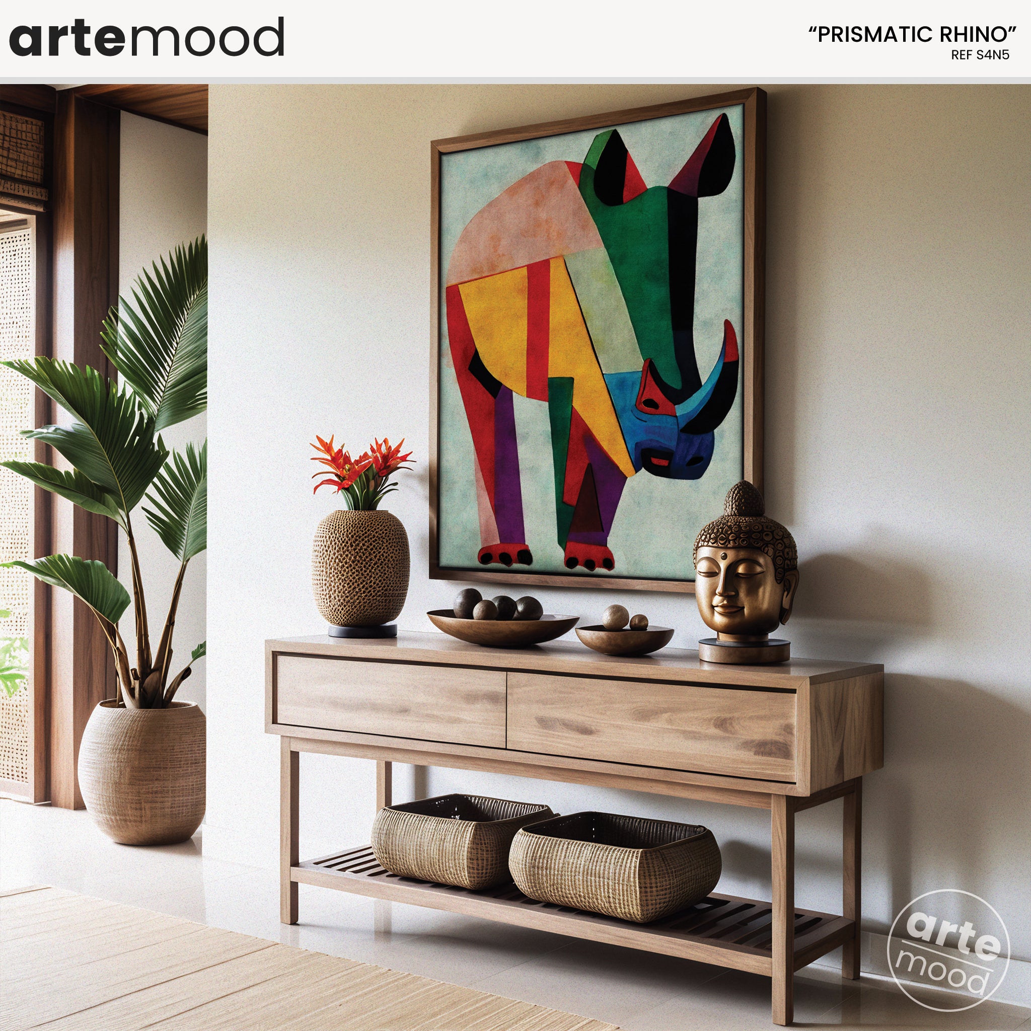 Rhino Artwork Print - Rhino Art Print - Figurative Animal Modern Art, Cubism, Geometric Rhino Art