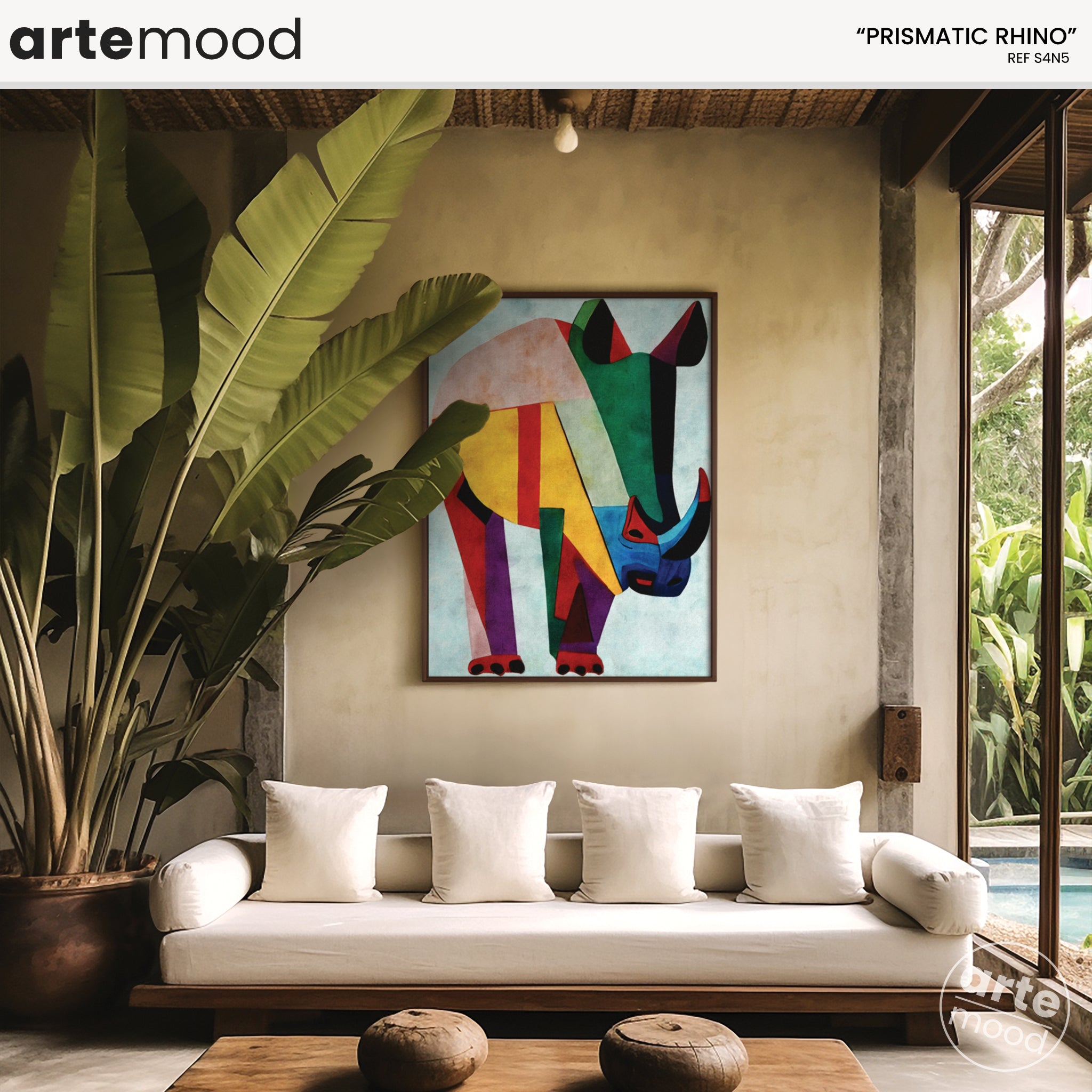 Rhino Artwork Print - Rhino Art Print - Figurative Animal Modern Art, Cubism, Geometric Rhino Art