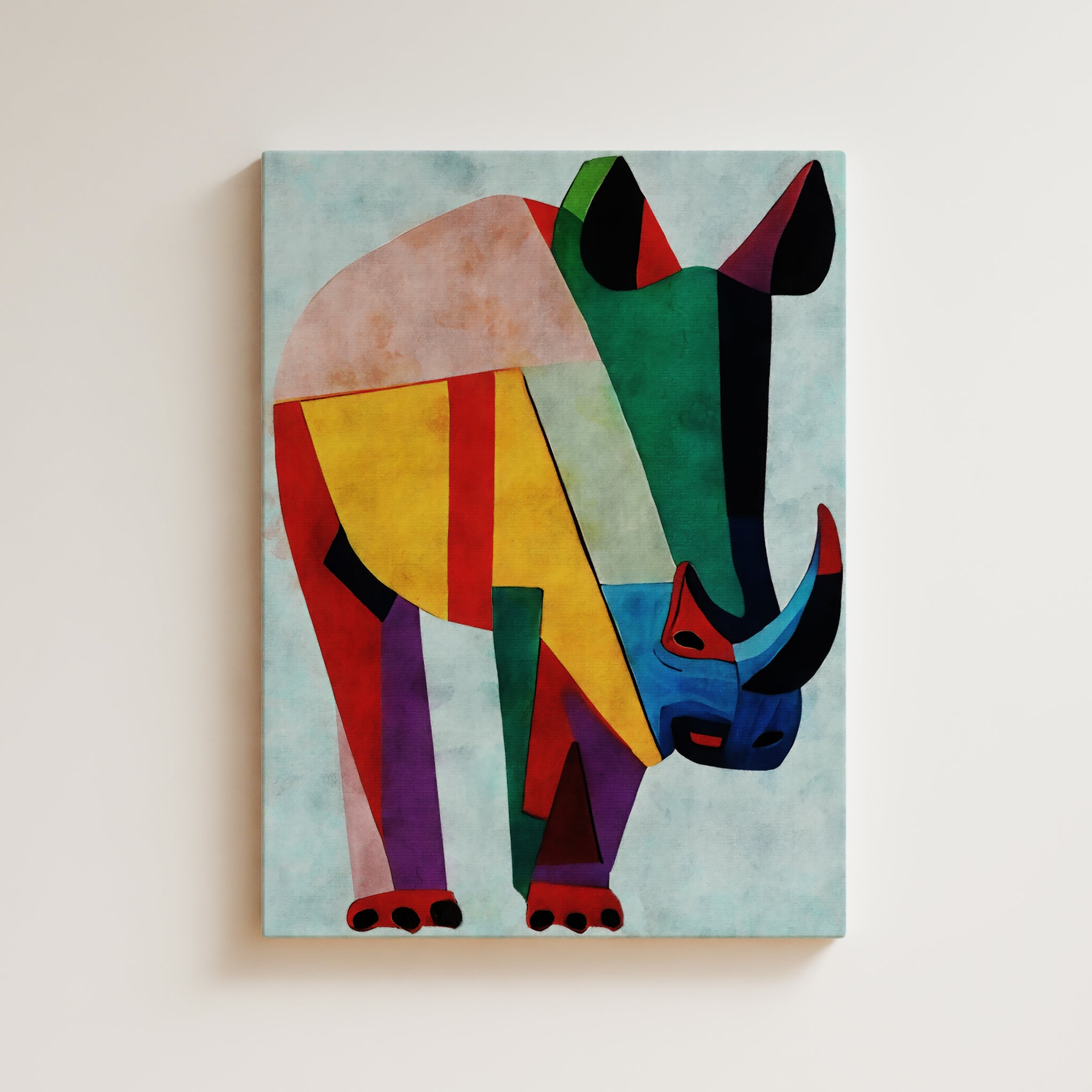 Rhino Artwork Print - Rhino Art Print - Figurative Animal Modern Art, Cubism, Geometric Rhino Art