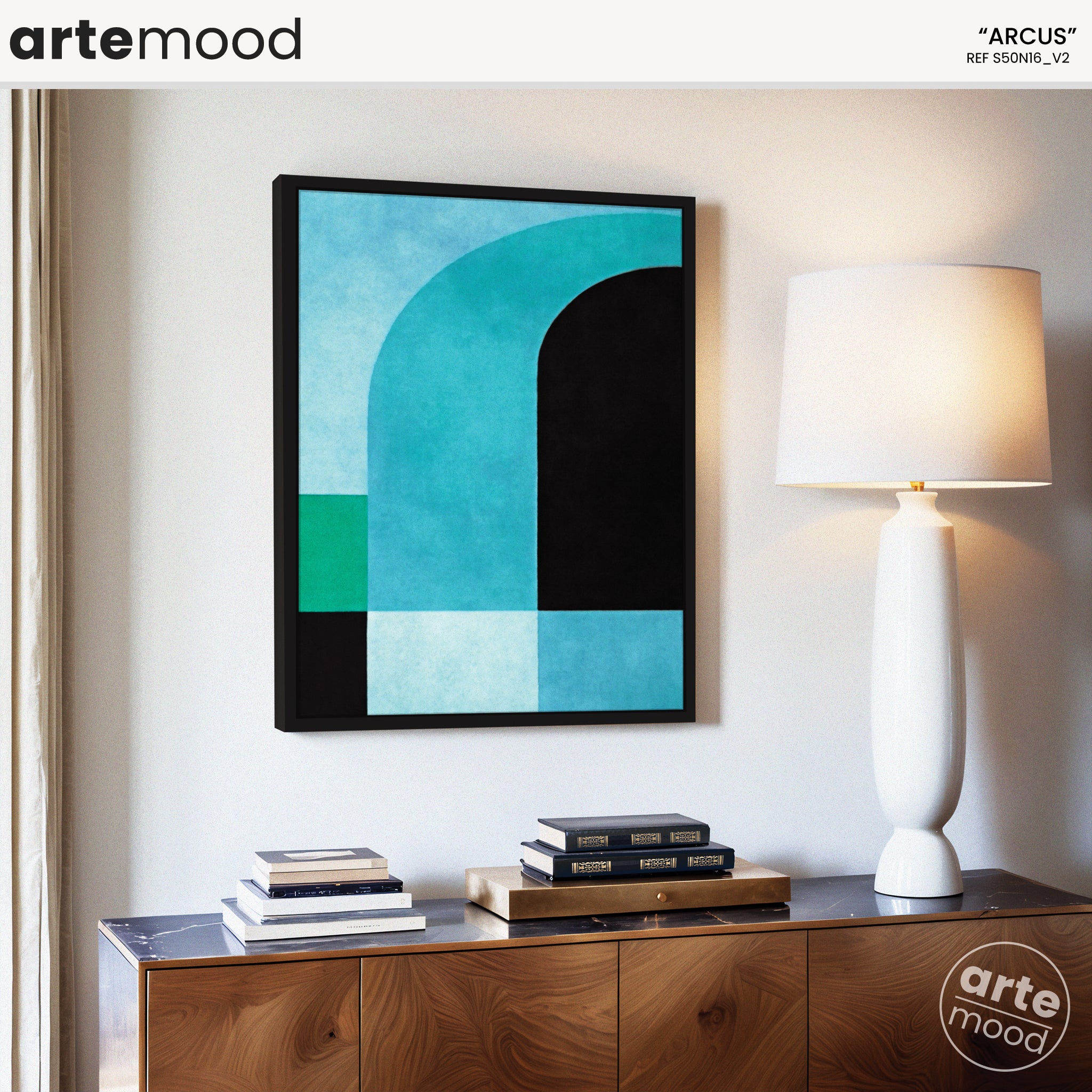 Abstract Artwork Print On Canvas - Minimalist Architectural Geometric Art Blue Colors