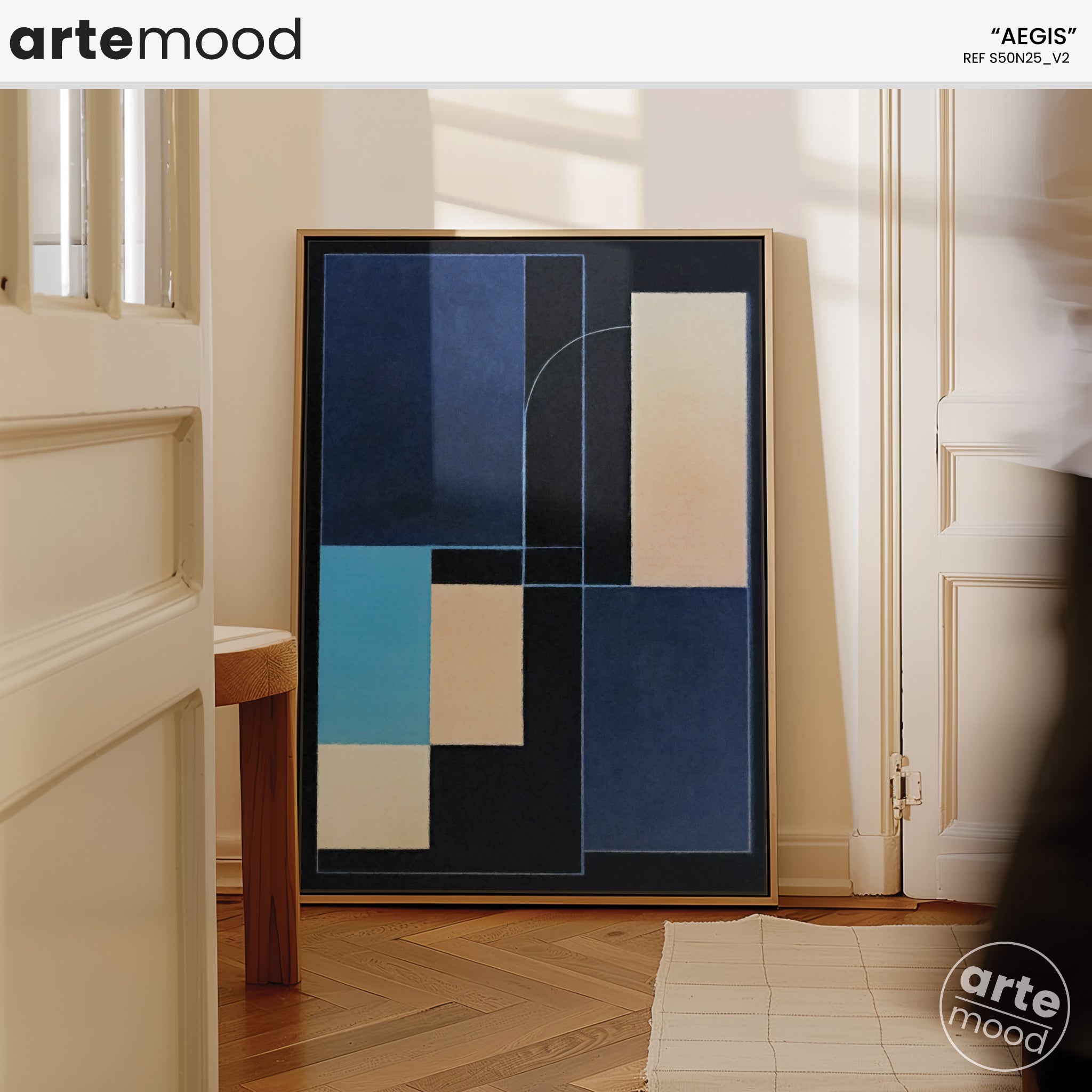 Abstract Artwork Print - Modern Art Canvas - Geometric, Logical, Architectural, Blue