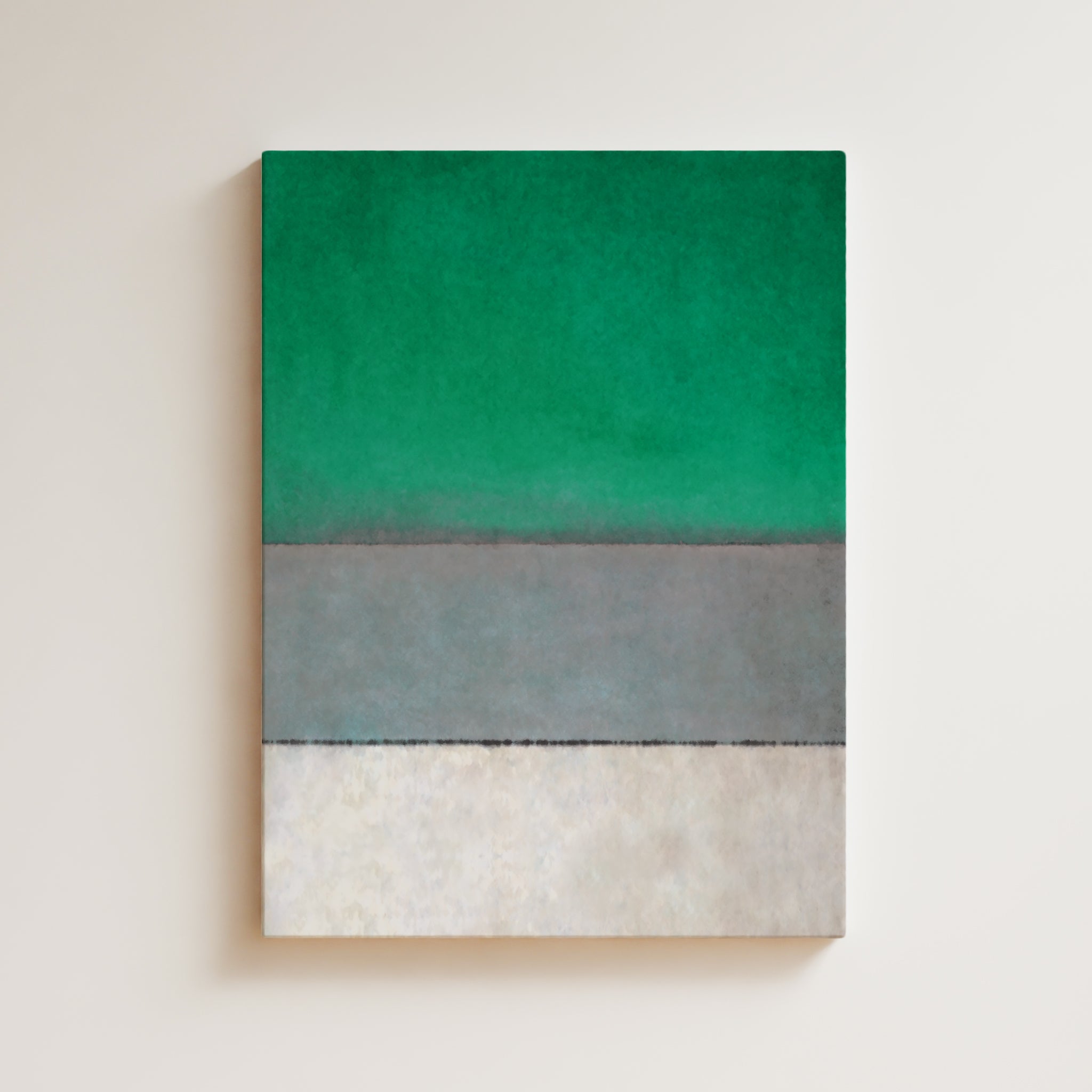 Color Field Artwork Print On Canvas - Minimalist, Zen, Green_Grey and White