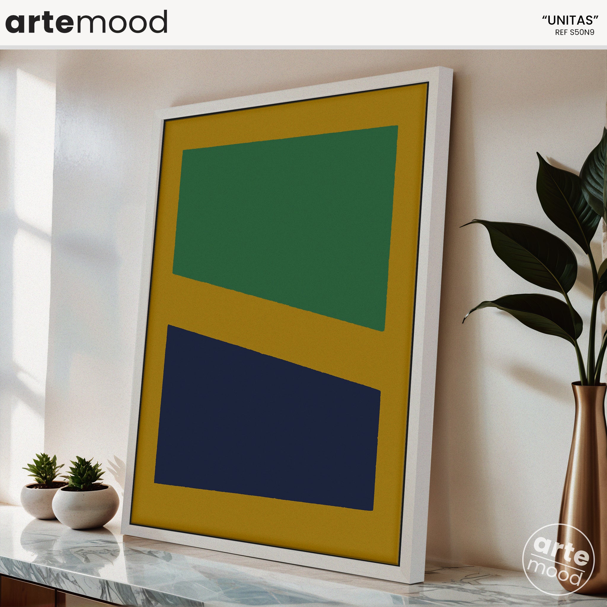 Color Field Artwork Print On Canvas - Minimalist, Zen, Green, Blue, Yellow, Vibrant Minimal Art Print