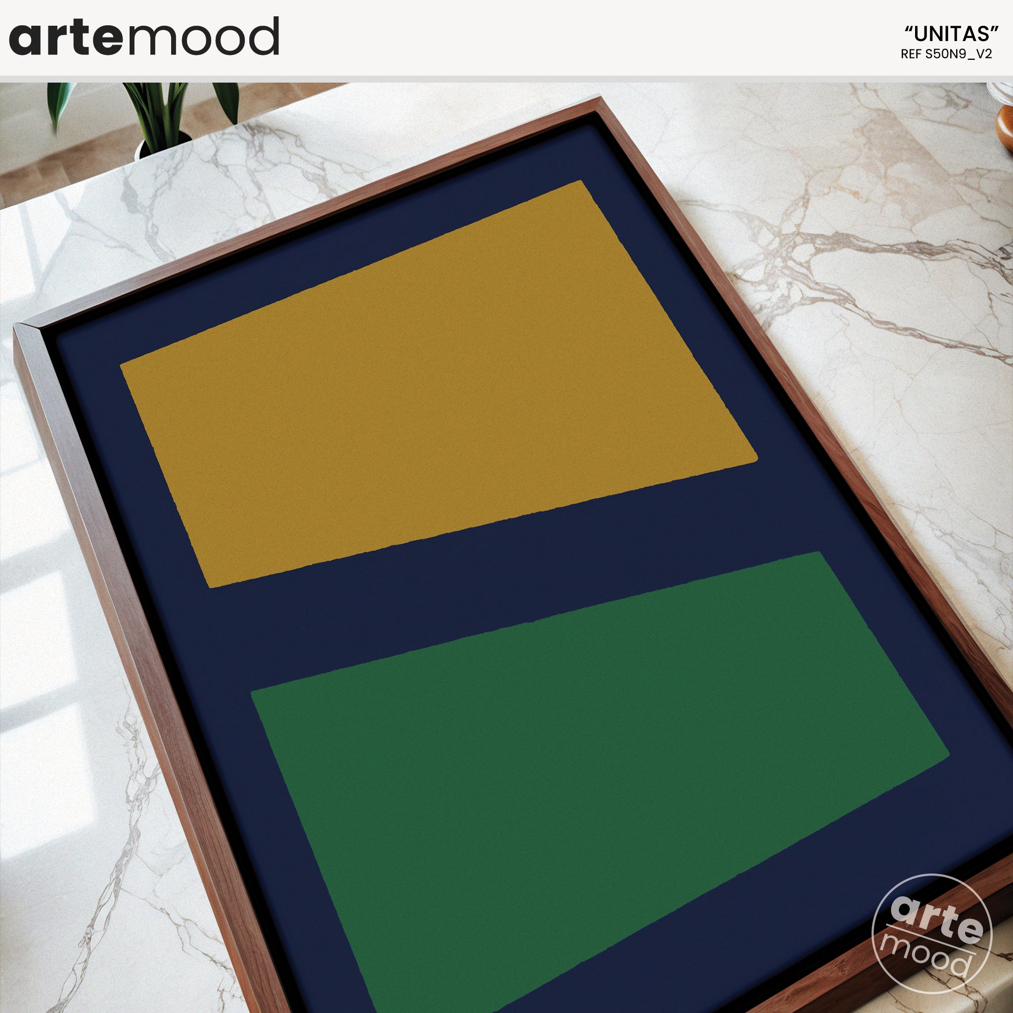 Color Field Artwork Print On Canvas - Minimalist, Blue, Green, Yellow, Vibrant, Uplifting Minimal Art