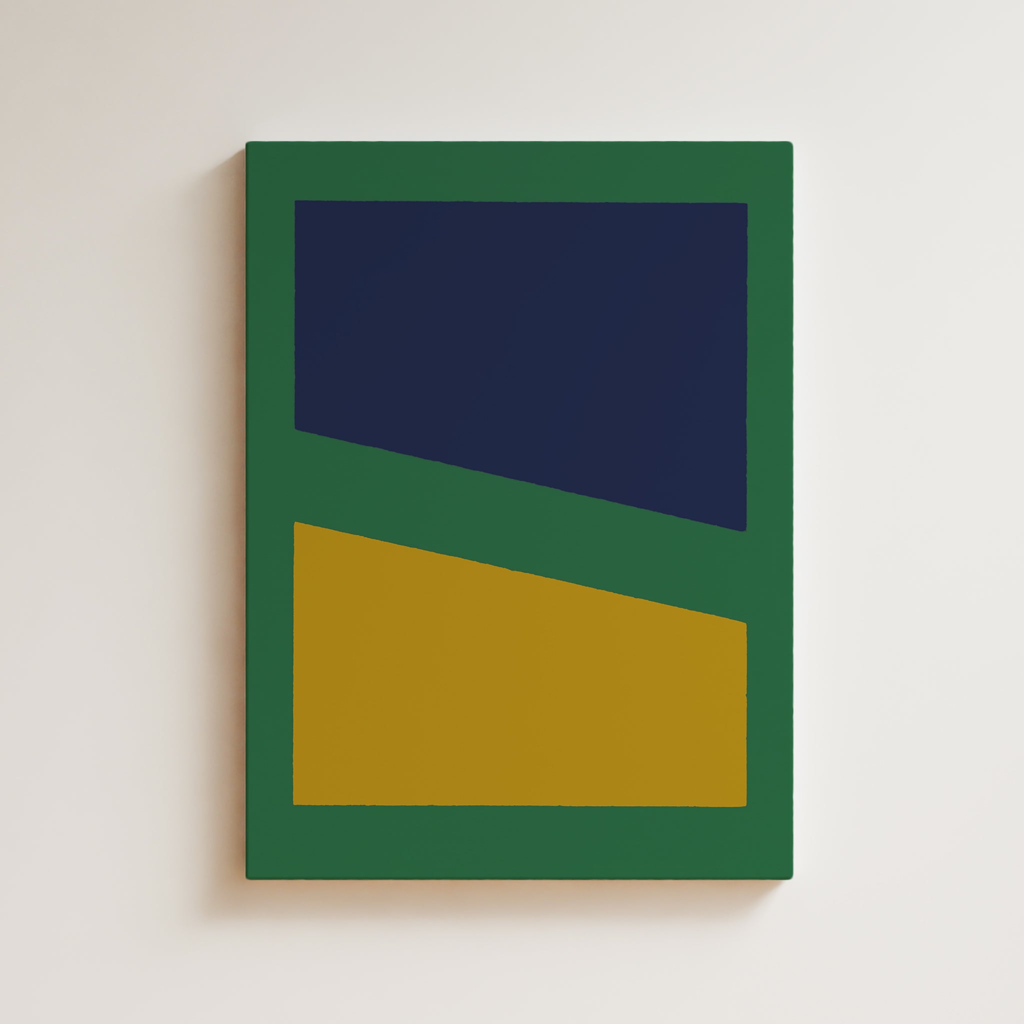 Color Field Artwork Print On Canvas - 3 Colors, Green, Yellow, Blue, Minimal