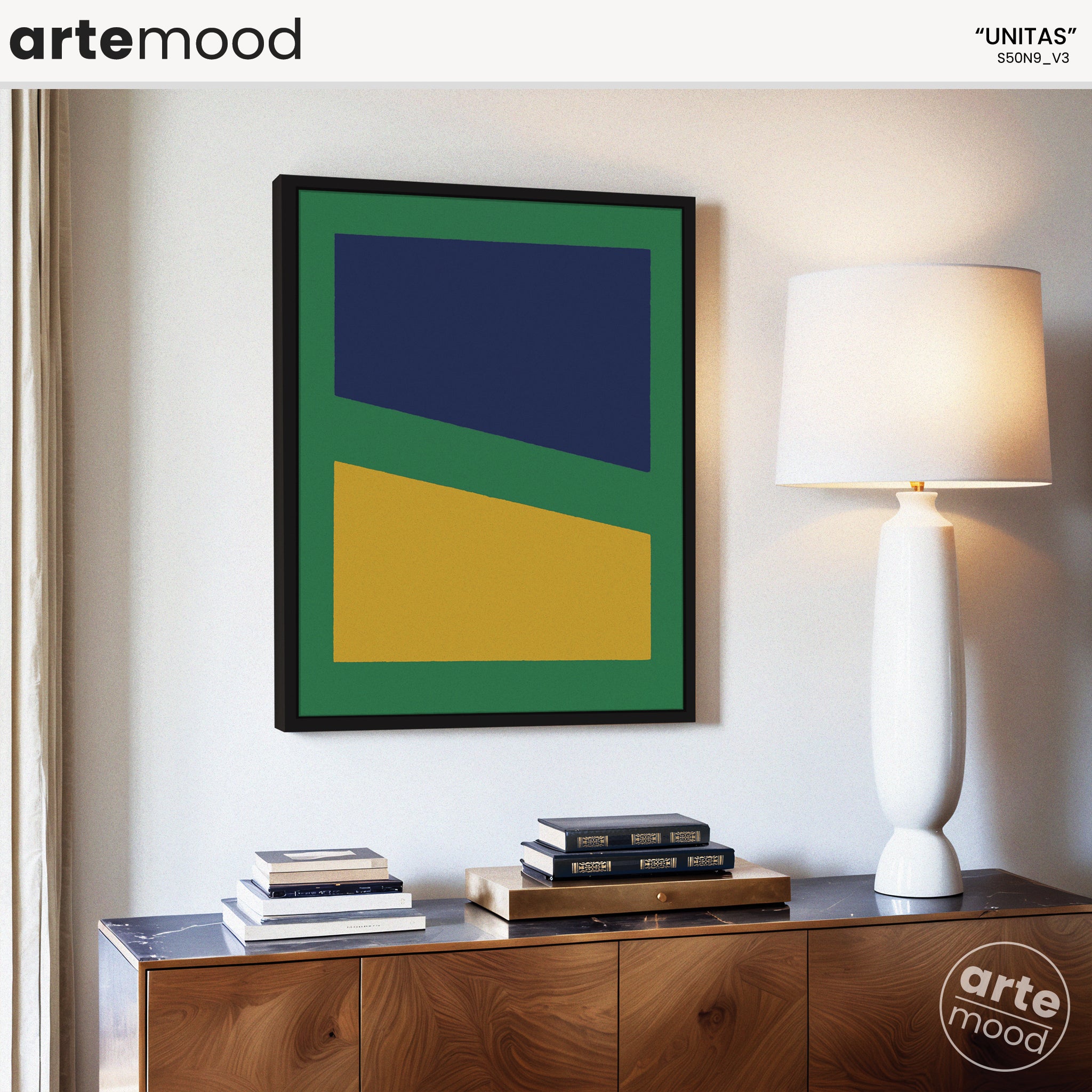 Color Field Artwork Print On Canvas - 3 Colors, Green, Yellow, Blue, Minimal