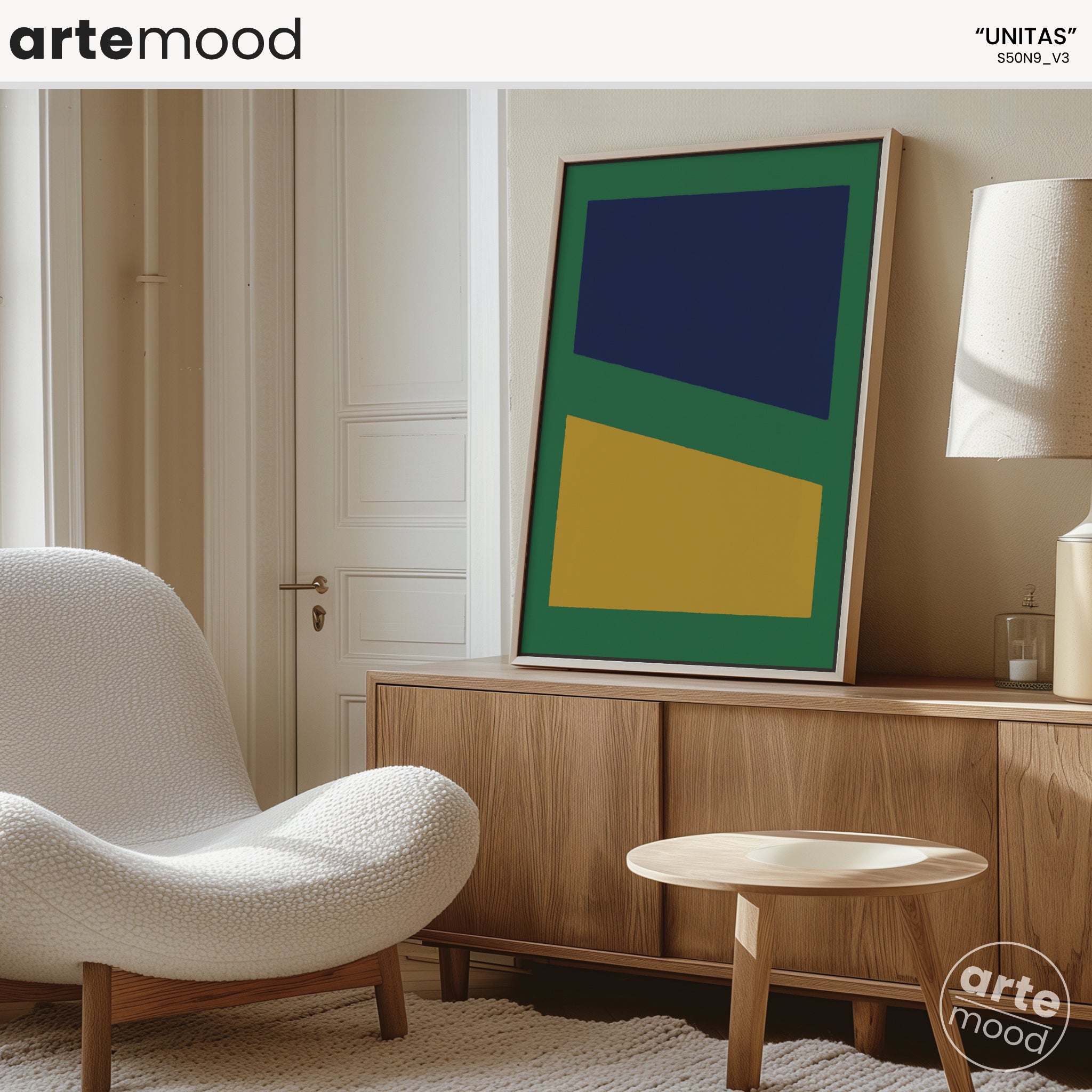 Color Field Artwork Print On Canvas - 3 Colors, Green, Yellow, Blue, Minimal