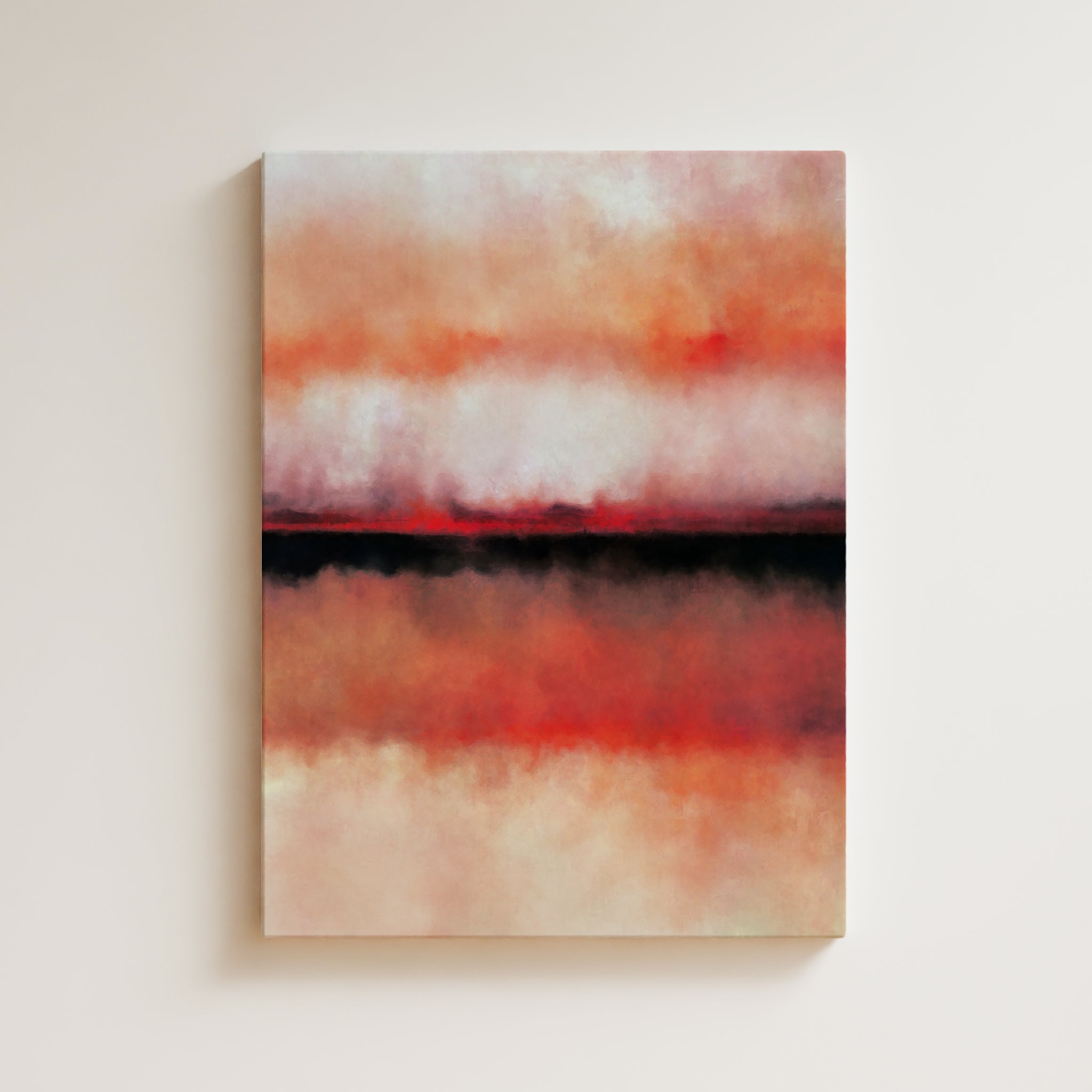 Color Field Artwork Print On Canvas - Minimalist, Zen, Red, White, Black, Expressive Modern Art Wall