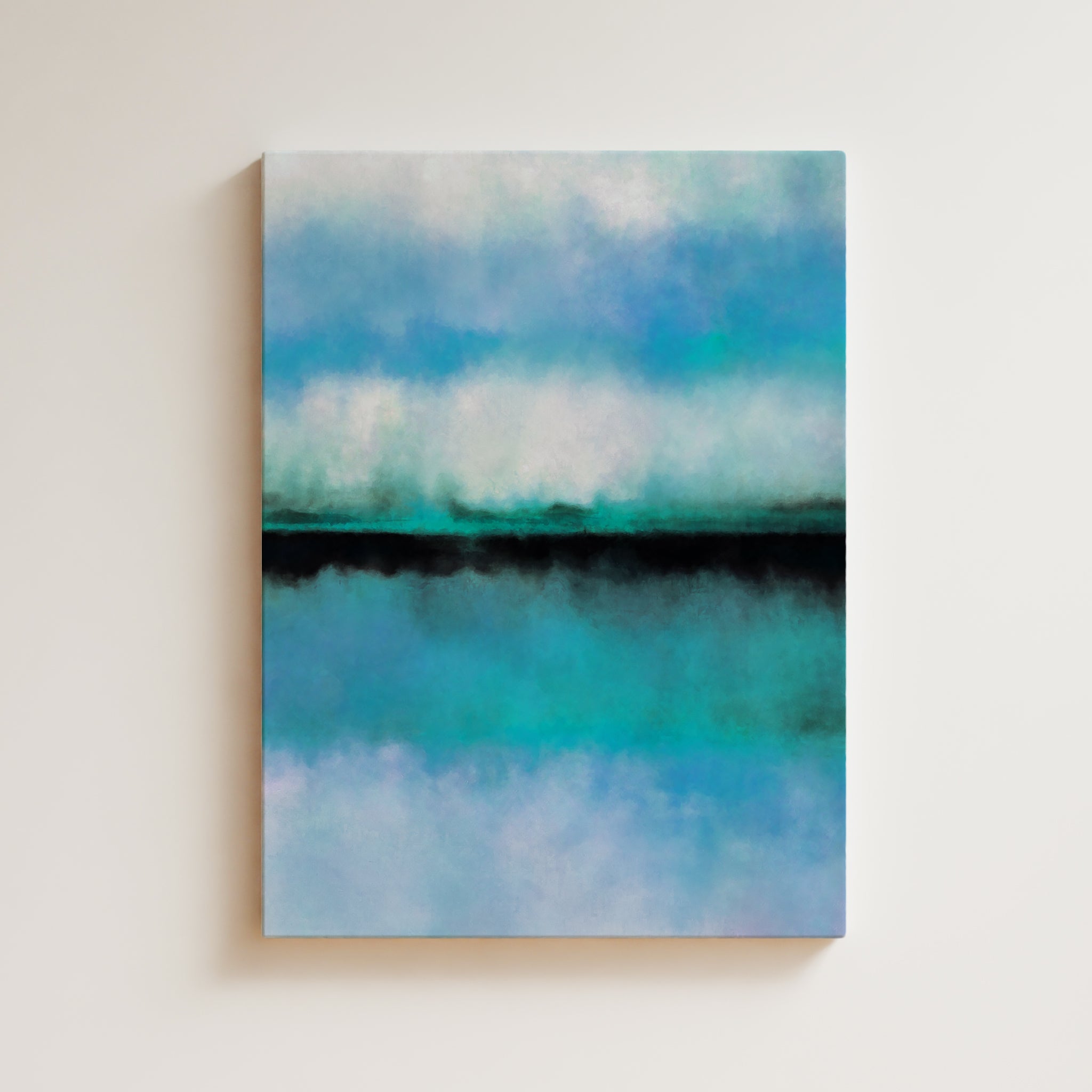 Color Field Artwork Print On Canvas - Minimalist, Zen, Blue, Clouds, Sky, Serene Wall Art Expressive